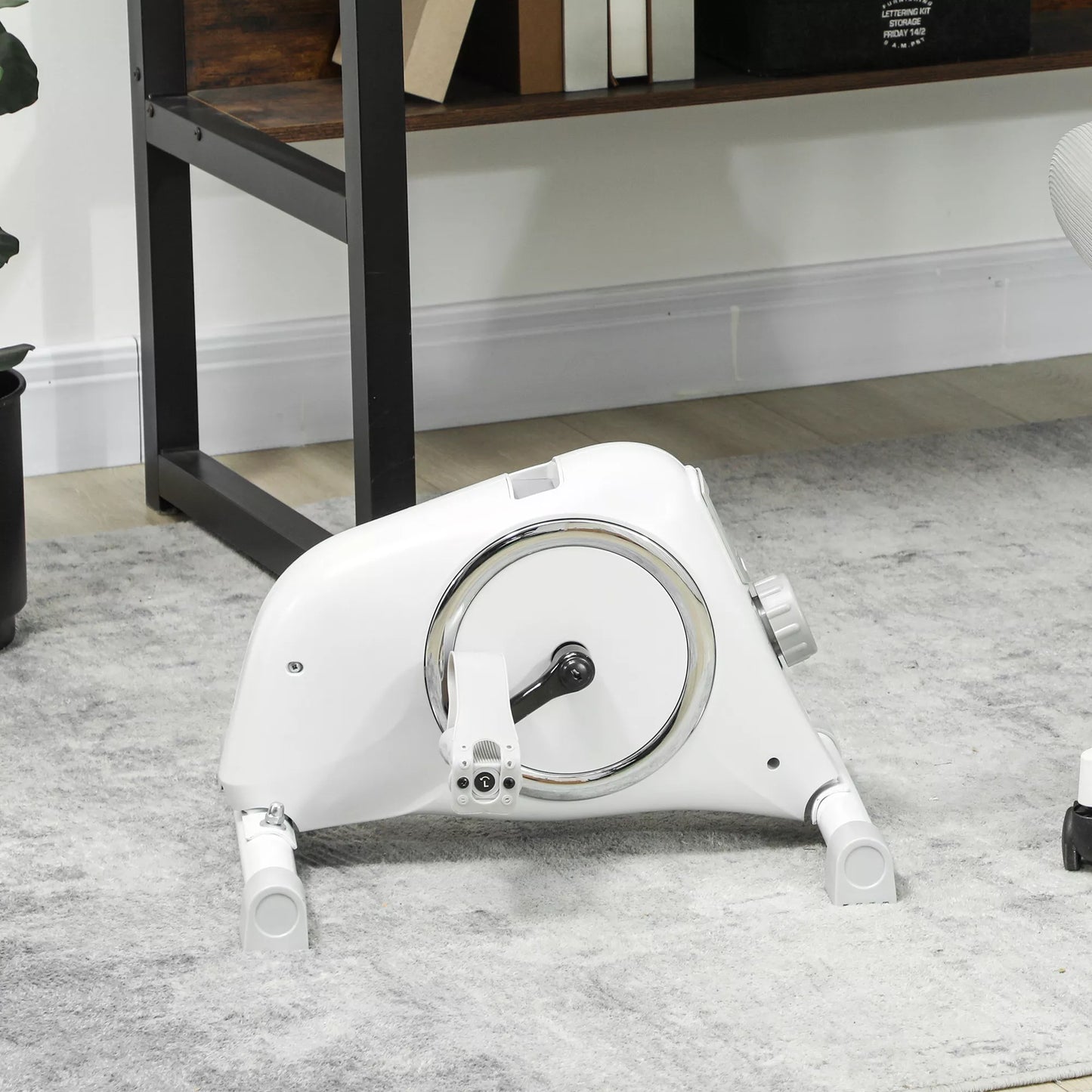 Mini treniruoklis po stalu, pedalai rankų ir kojų pratimams, 8 pasipriešinimo lygiai, plienas, baltas