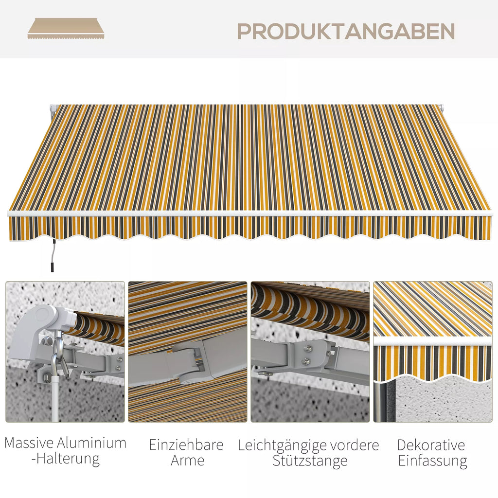 Markizė Saulės apsauga Saulės stogelis, 3,5 m x 2,5 m, geltona + pilka