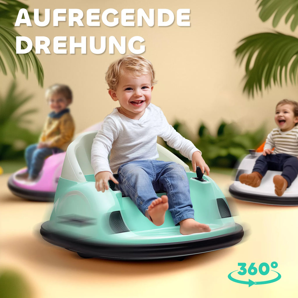 Automobiliai, 360° sukimasis, 2 km/h greitis, saugos diržai, LED žibintai, muzika ir signalas, žalia spalva