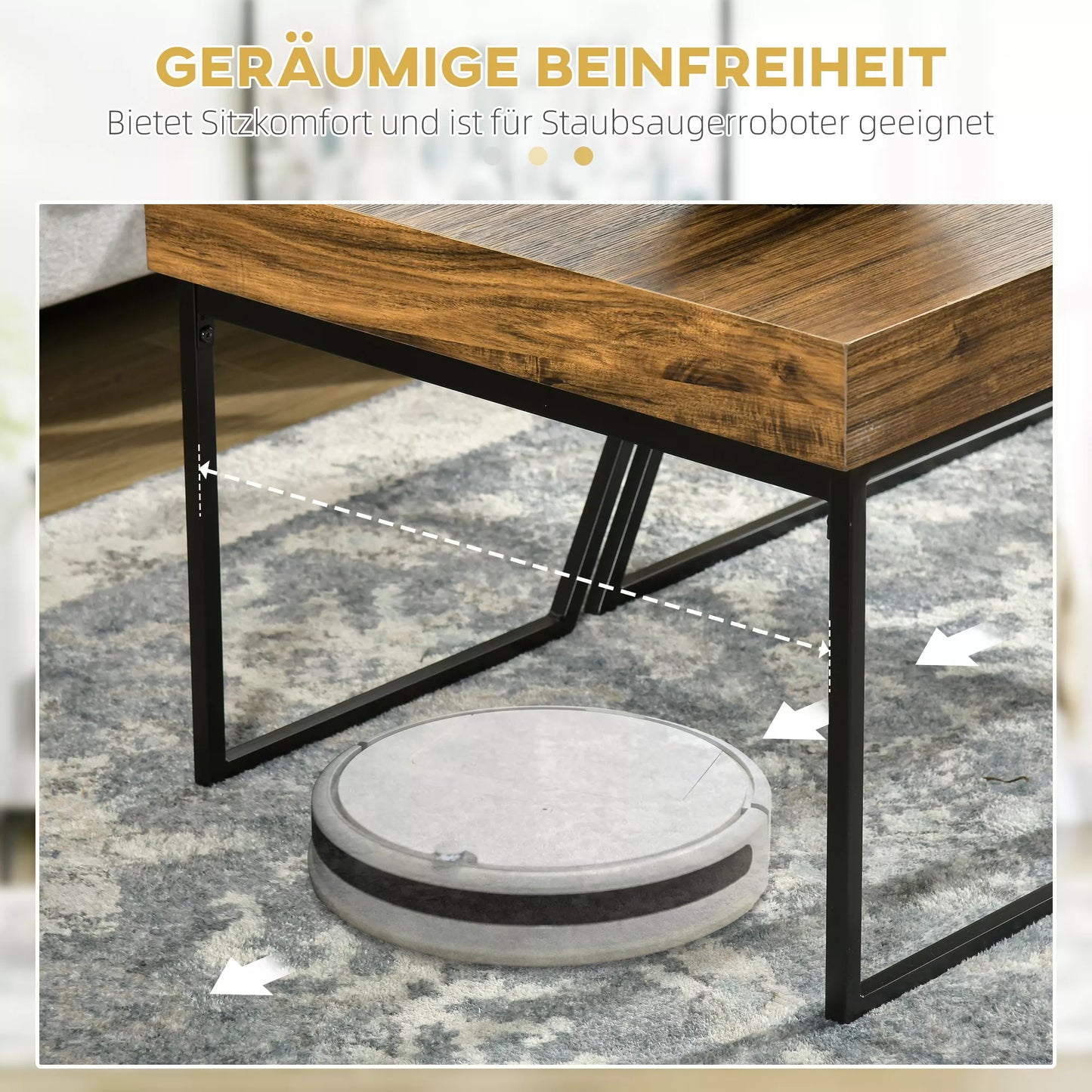 Kavos staliukų rinkinys, 2 šoniniai staliukai, industrialinio dizaino, plieninio rėmo, medžio/juodos spalvos