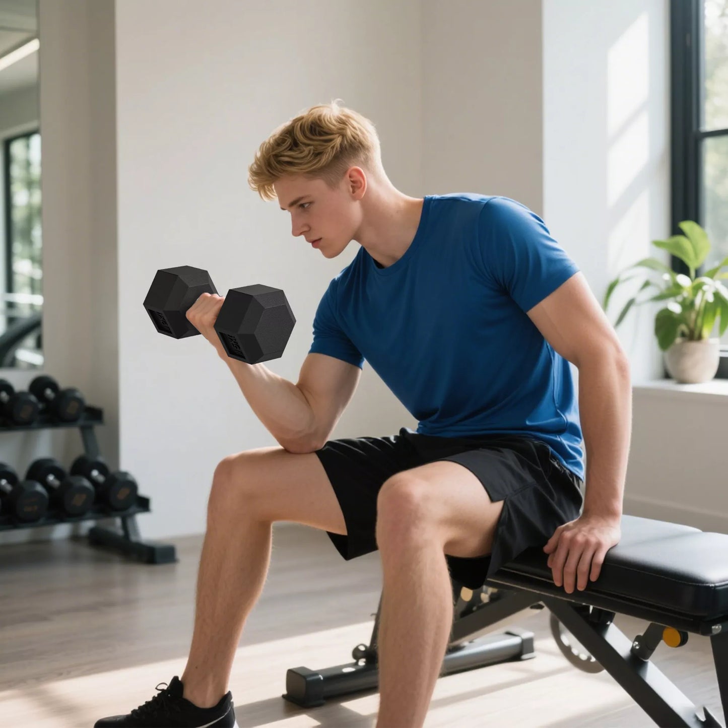 Hanteliai su rifliuota rankena, ketaus svarmenys, 2 x 15kg, hanteliai vyrams ir moterims