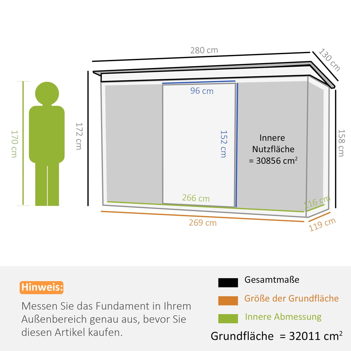 Sodo namelis, įrankių sandėliukas su stumdomomis durimis, vėdinimo langas, plokščias stogas, lauko, plieninis, tamsiai pilkas, 280 x 130 x 172 cm