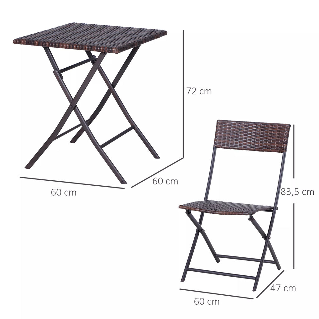 Schema su komplekto matmenimis: stalas 60 × 60 cm, aukštis 72 cm, kėdė 83,5 cm