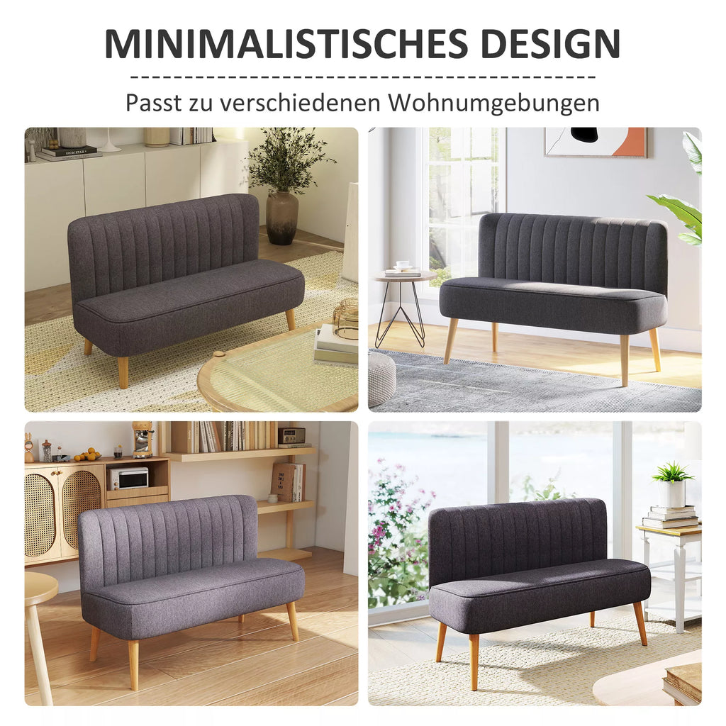 Dviejų vietų sofa, minkštas paminkštinimas, lengvai prižiūrimas užvalkalas, iki 150 kg, 117 x 56,5 x 77 cm, tamsiai pilkos spalvos