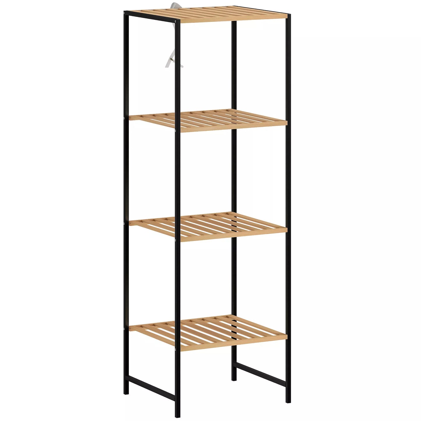 Pastatoma lentyna, 4 aukštų vonios lentyna, knygų lentyna, bambukas ir plienas, 36,5x33x110 cm, natūrali