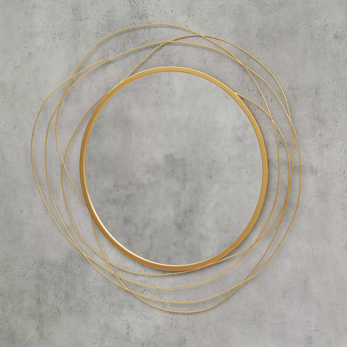 Sienų dekoracija, apvalus sieninis veidrodis, metalinis rėmas, Φ65 cm, spalva: auksinė