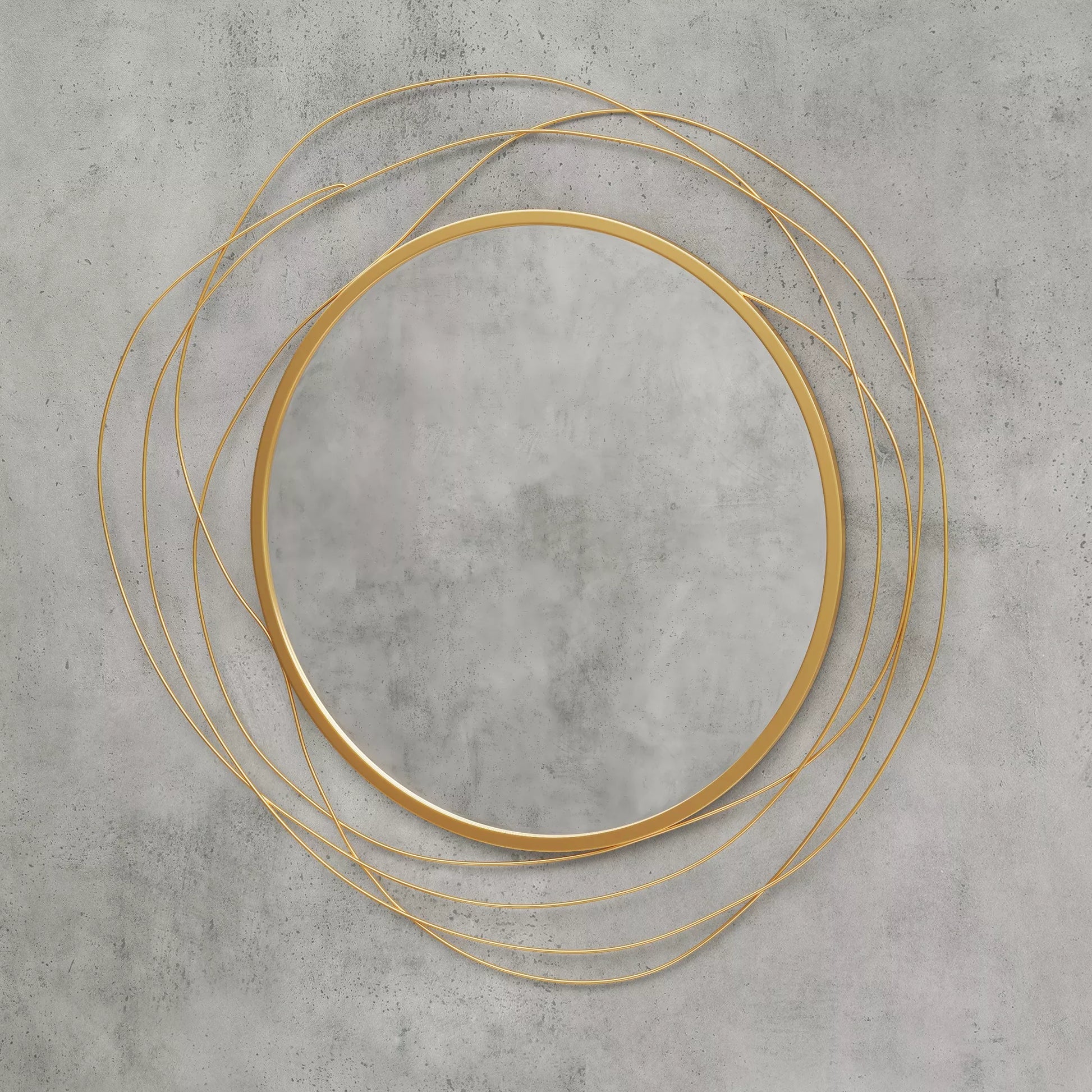 Sienų dekoracija, apvalus sieninis veidrodis, metalinis rėmas, Φ65 cm, spalva: auksinė