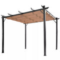Pergola paviljonas su reguliuojamu audiniu stogu 3 x 4 m Terasos stogelis Aliuminio saulės apsauga Stogas Terasa Sodas Pilka+Ruda