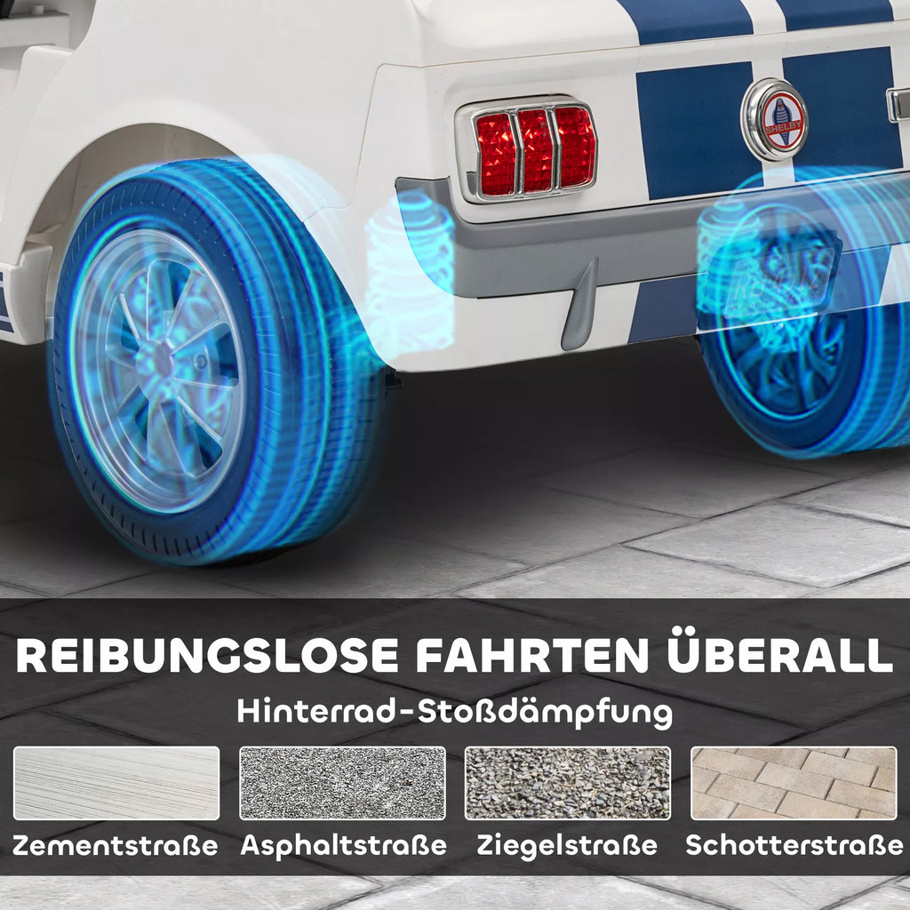 Elektrinis vaikiškas automobilis Ford Shelby GT 350, 3-6 metų vaikams, baltas 12V