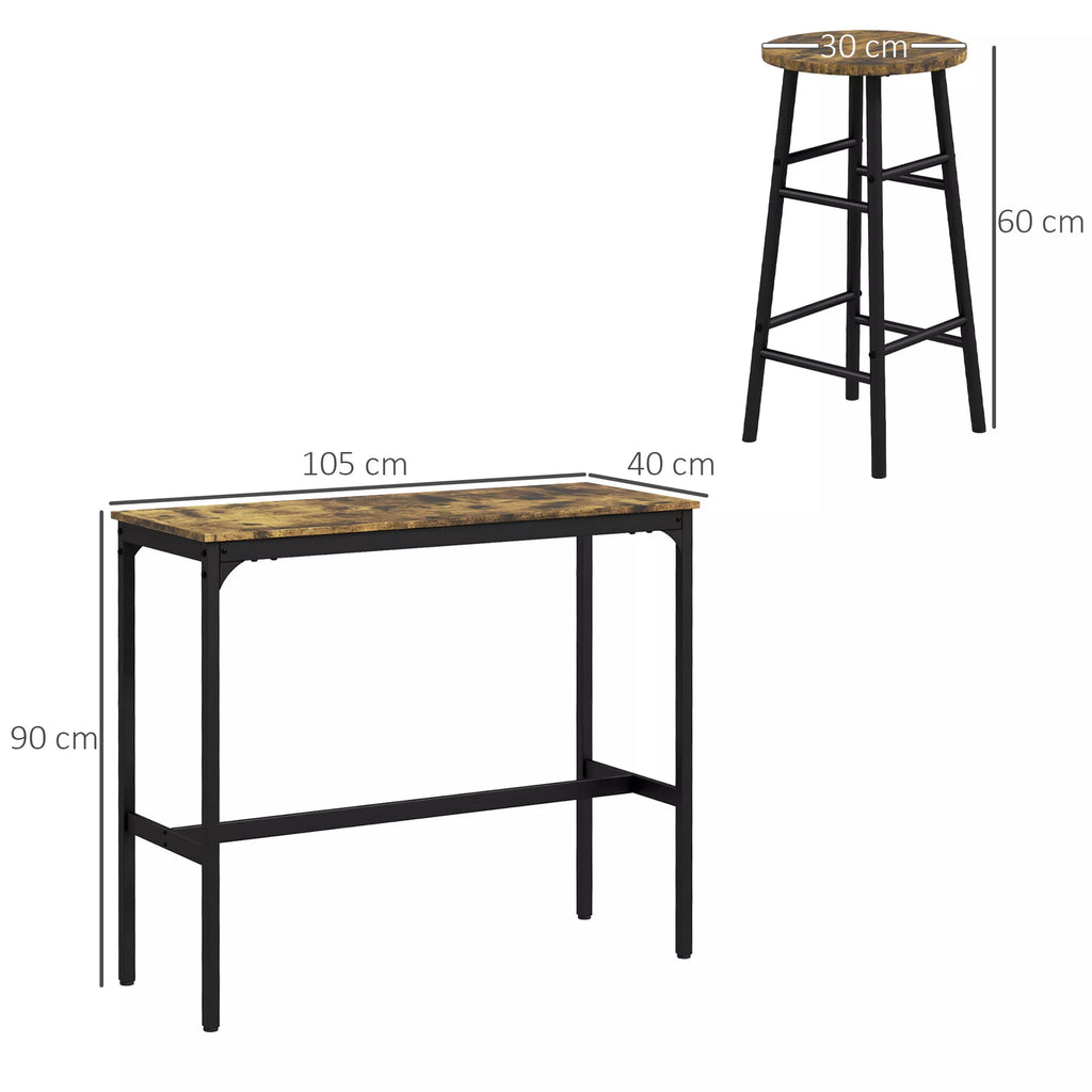 Baro komplekto matmenų schema: stalas 105 cm