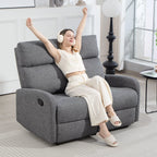 Dviejų vietų sofa su reguliuojamais atlošais ir kojų atrama, pilka