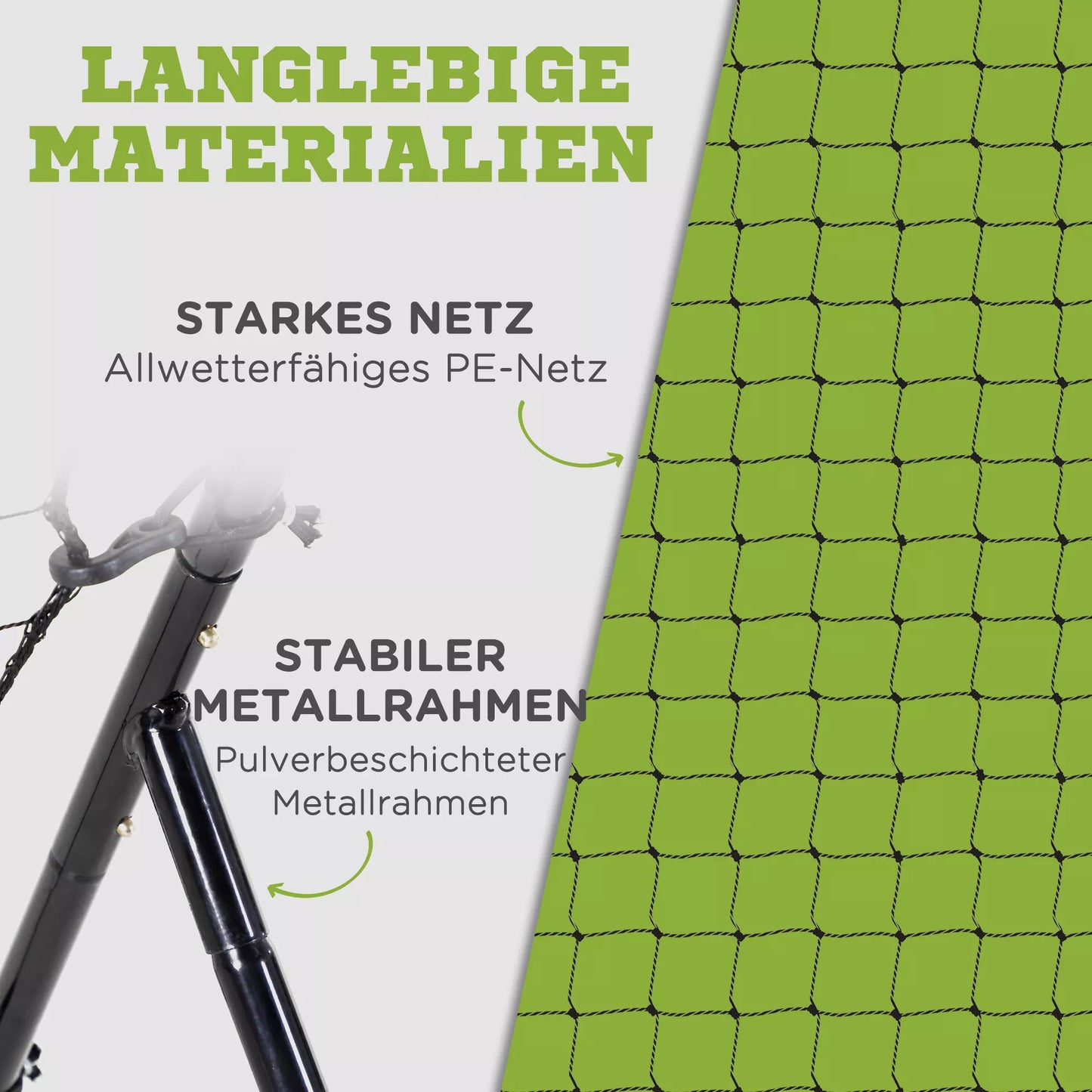 Beisbolo atatrankos tinklas, atsparus oro sąlygoms, metalinis rėmas, žalia taikinio zona, 174A x 123P x 90G cm
