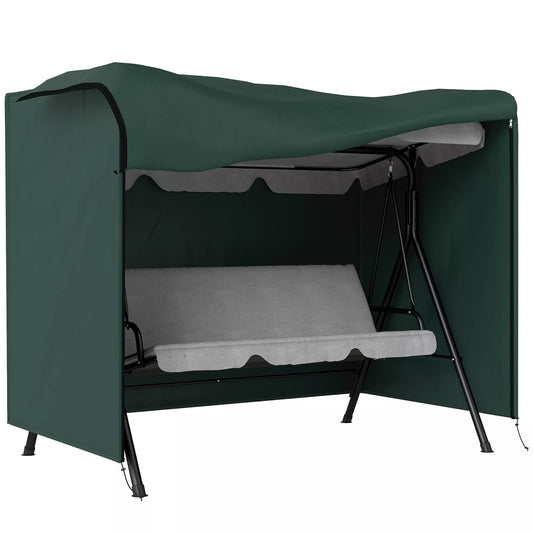 3 vietų sodo supynių uždangalas, atsparus vandeniui ir žiemai, apsauginė danga, atspari UV spinduliams, pagaminta iš 600D Oxford audinio, 205x124x164cm, tamsiai žalia