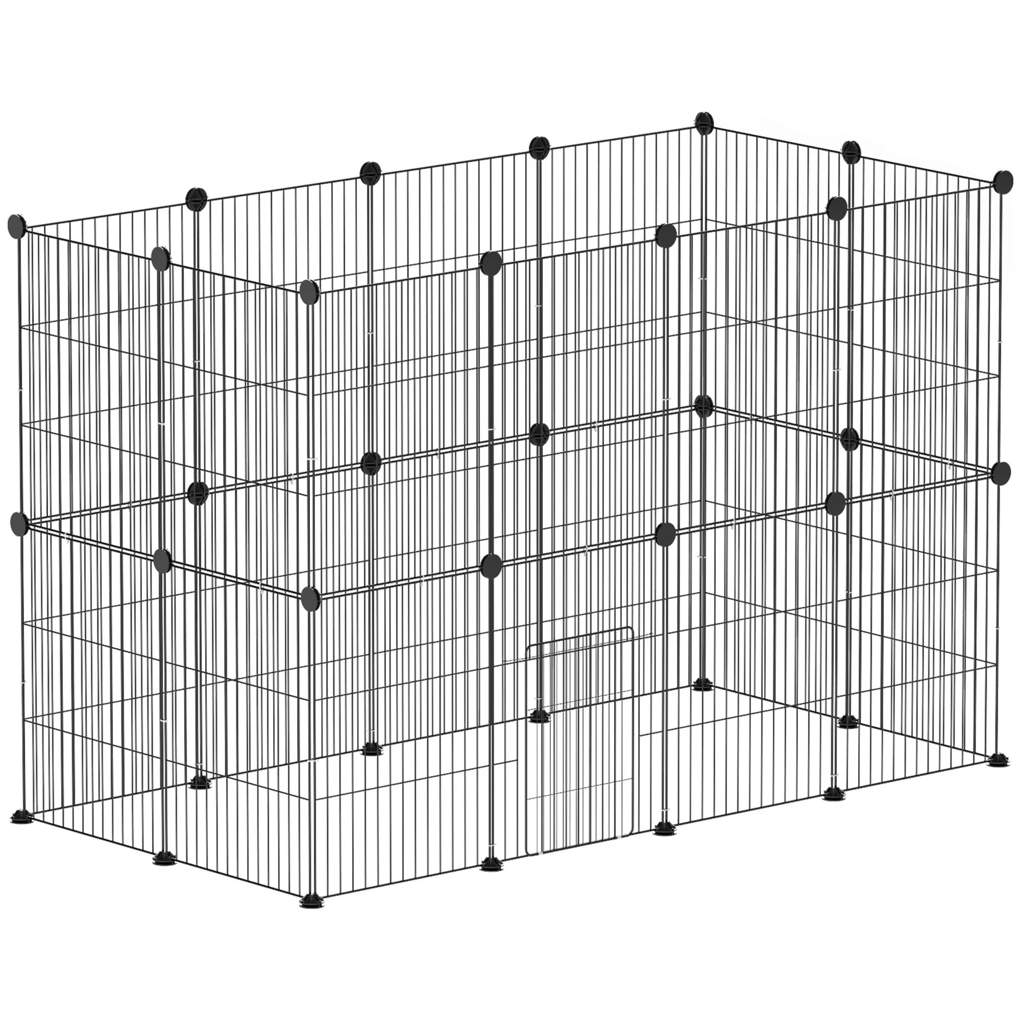 Narvelis smulkiems gyvūnams, modulinis, 0,72 m² ploto, juodas