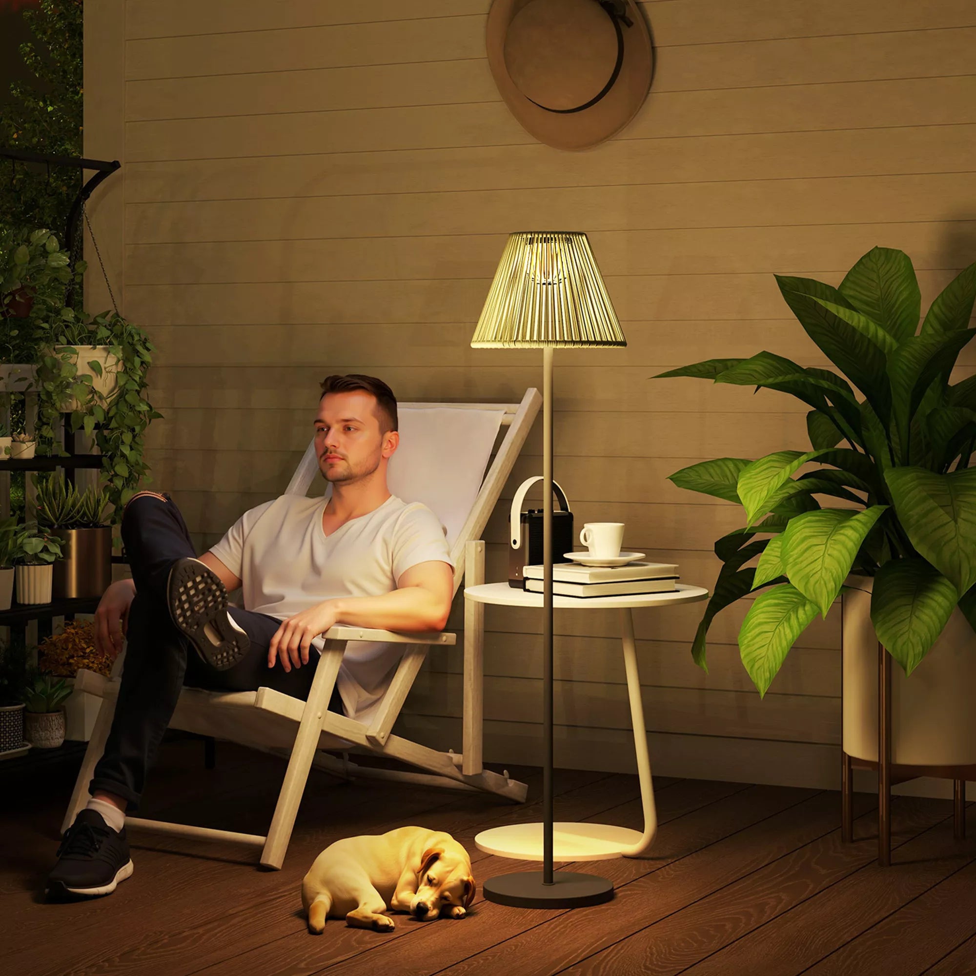 Saulės stovas Rattan saulės lempos su šviesos jutikliu 25 LED šviesos saulės lempa boho stiliaus Ø33 x 135 cm