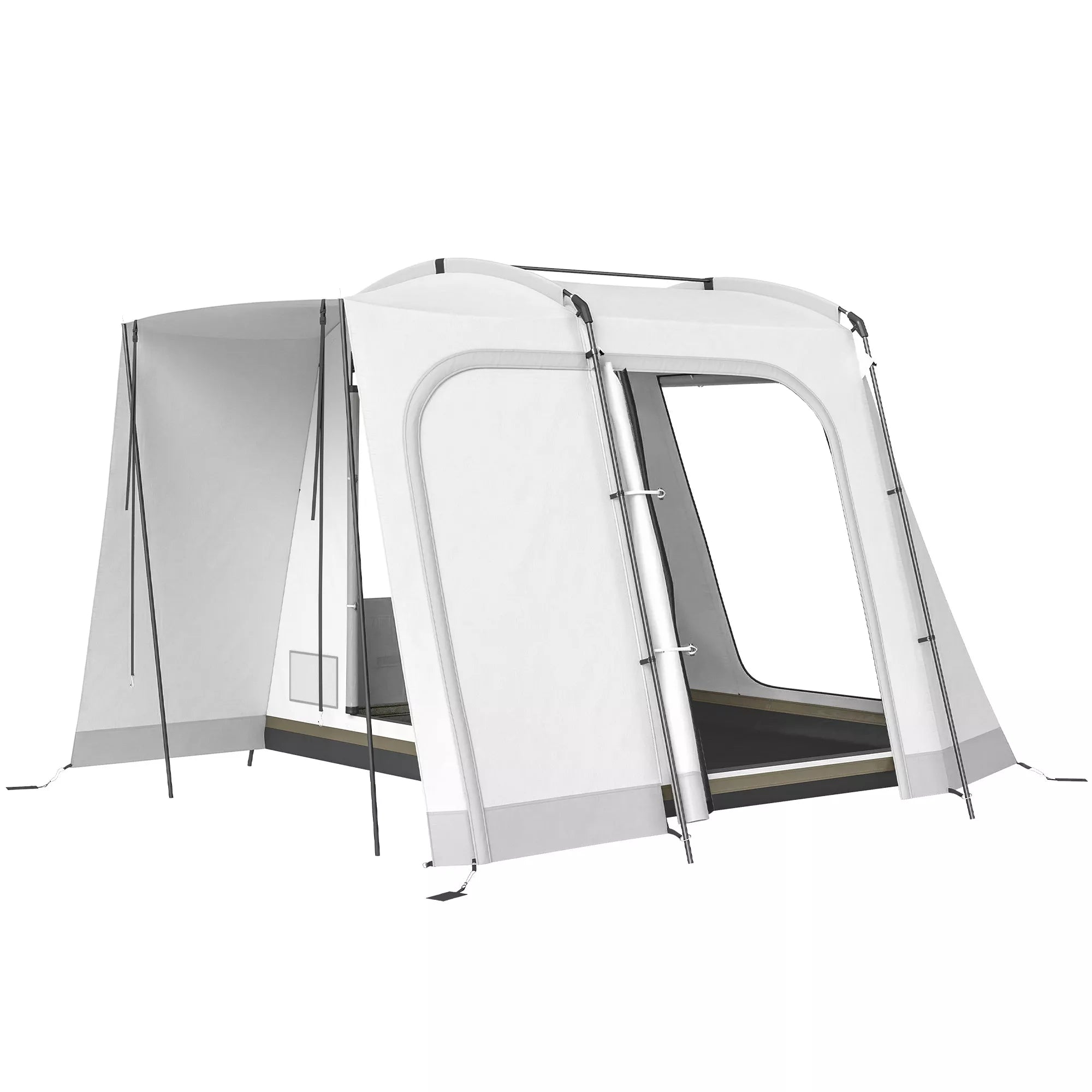 Galinė palapinė 2–4 asmenims, 320 x 280 x 205 cm, 2-in-1 automobilinė palapinė, vandeniui atspari tunelinė palapinė su 4 durimis, langais ir grindų danga