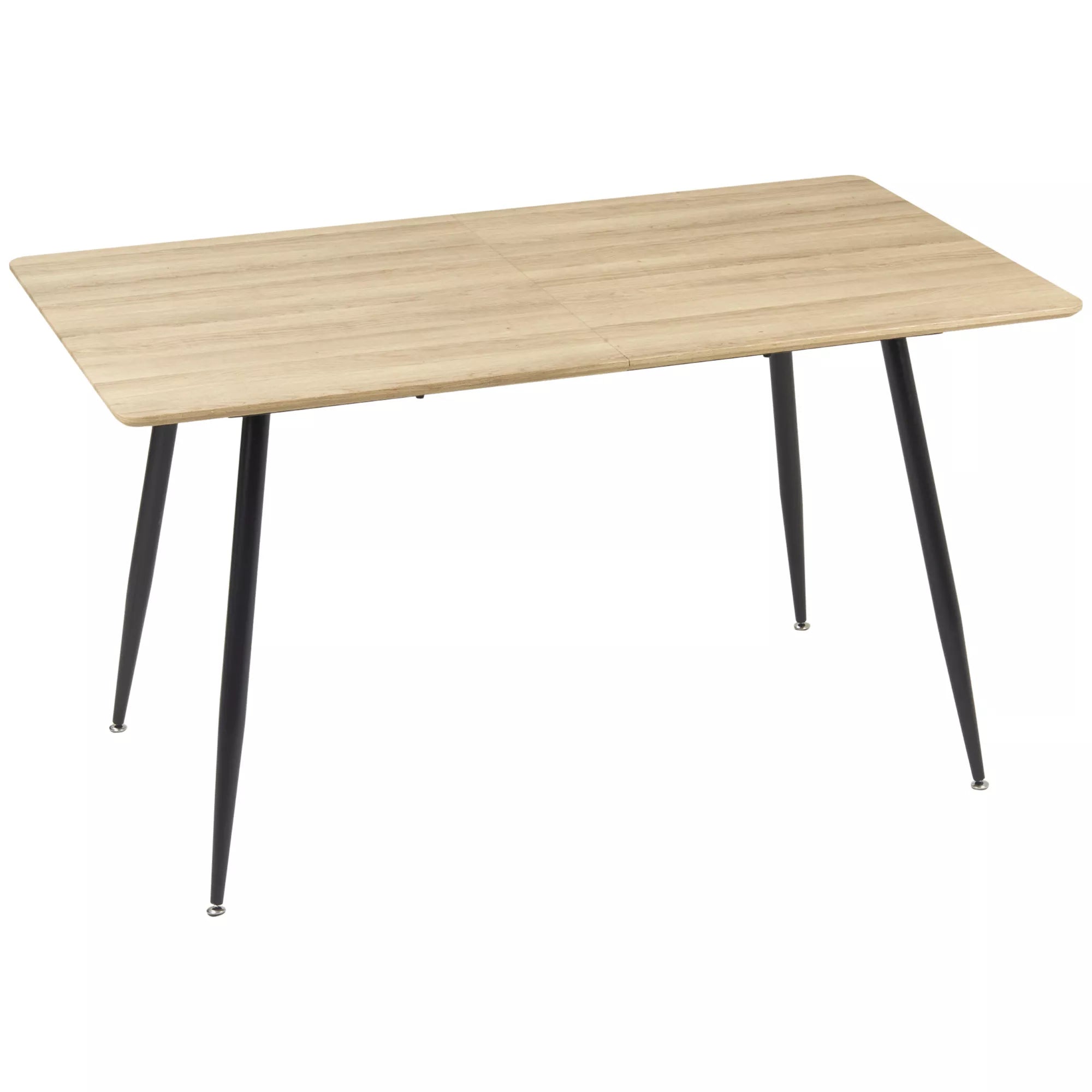 Valgomojo stalas „Skandi“ dizaino, virtuvės stalas, 4 asmenims, medžio išvaizdos, 140 cm x 80 cm x 76 cm, natūralus + juodas