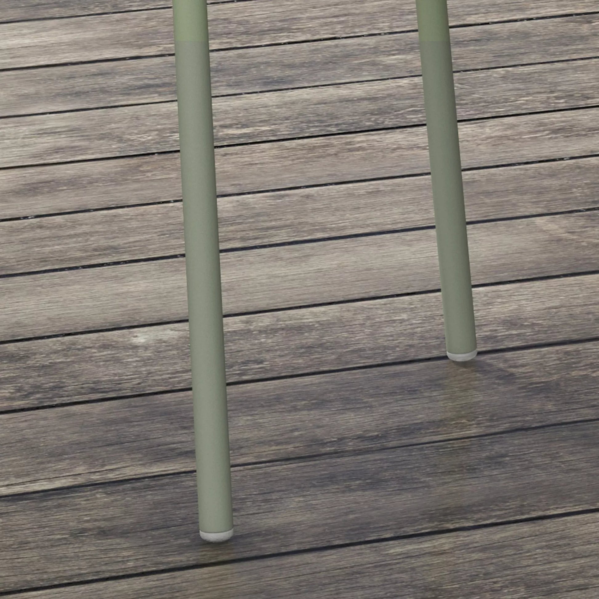 Sodo kėdžių rinkinys (4 vnt.), su atlošu/porankiais, atsparus atmosferos poveikiui, iki 120 kg, plastikas/metalas, žalias