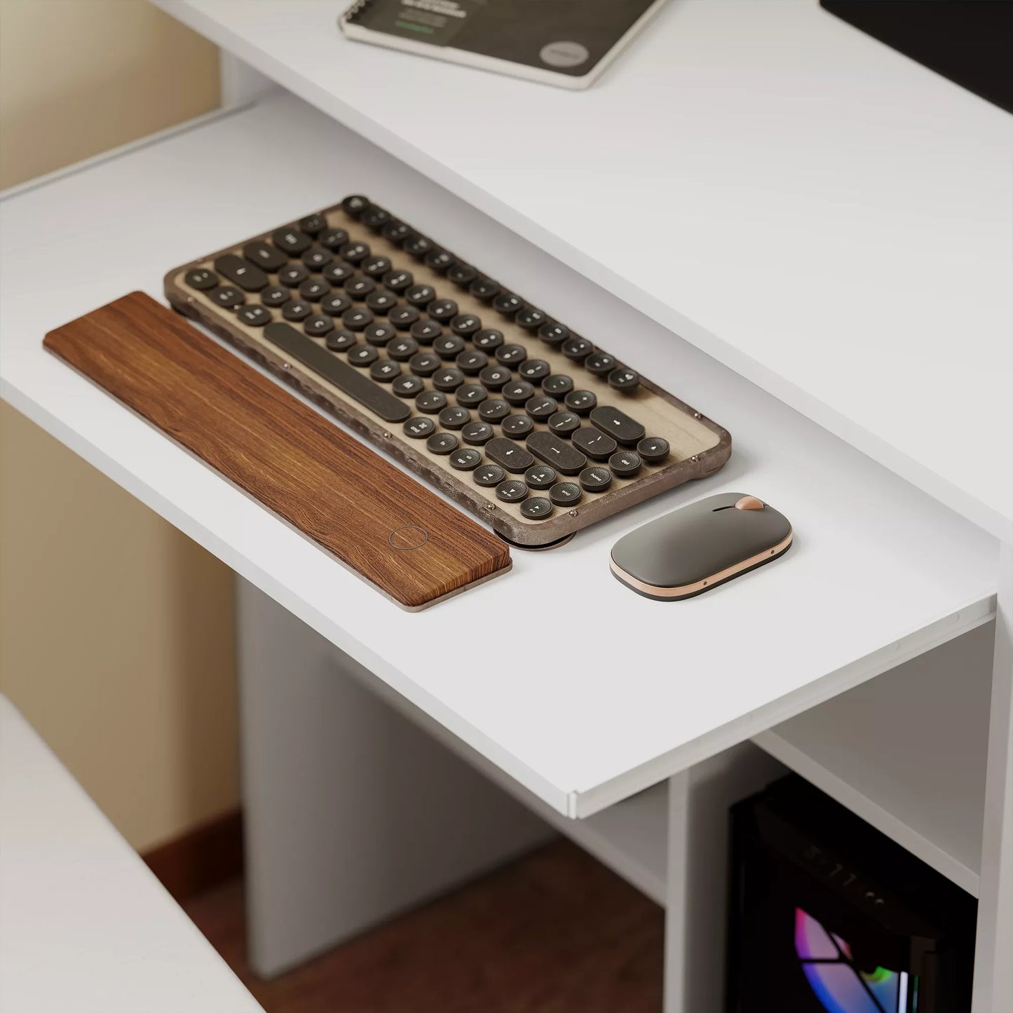 Kompiuterinis stalas, rašomasis stalas, medžio drožlių plokštė, metalas, 80 x 45 x 75 cm, Baltas