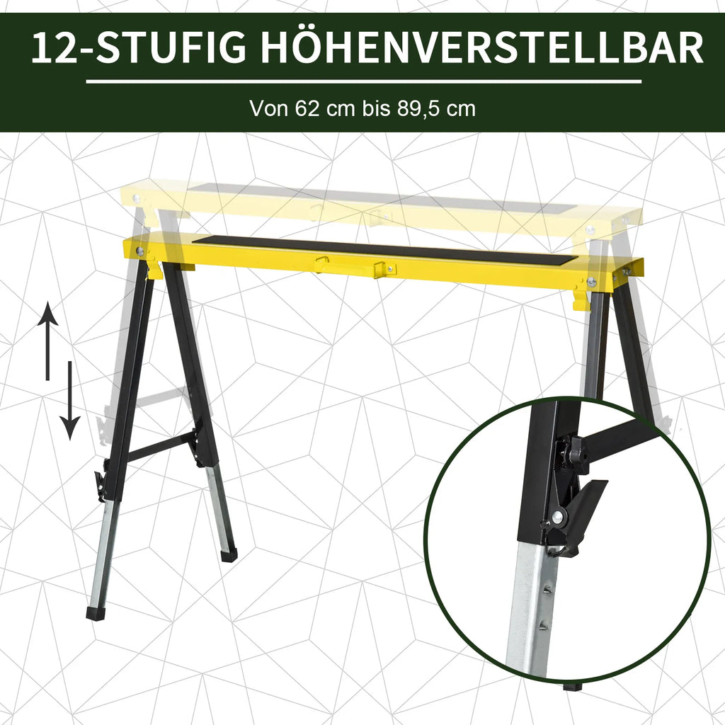 Ožys pjaustymui sulankstomas, reguliuojamas 100 x 49 x 62-90 cm, 2 vnt., geltonas