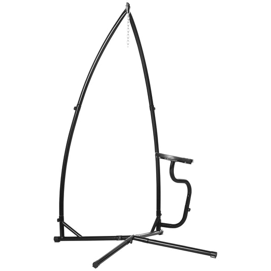 X formos pakabinamojo kėdės stovas Metalinis stovas su spyruokliniu kabliuku Padėklas Pagrindas iki 120 kg Juodas