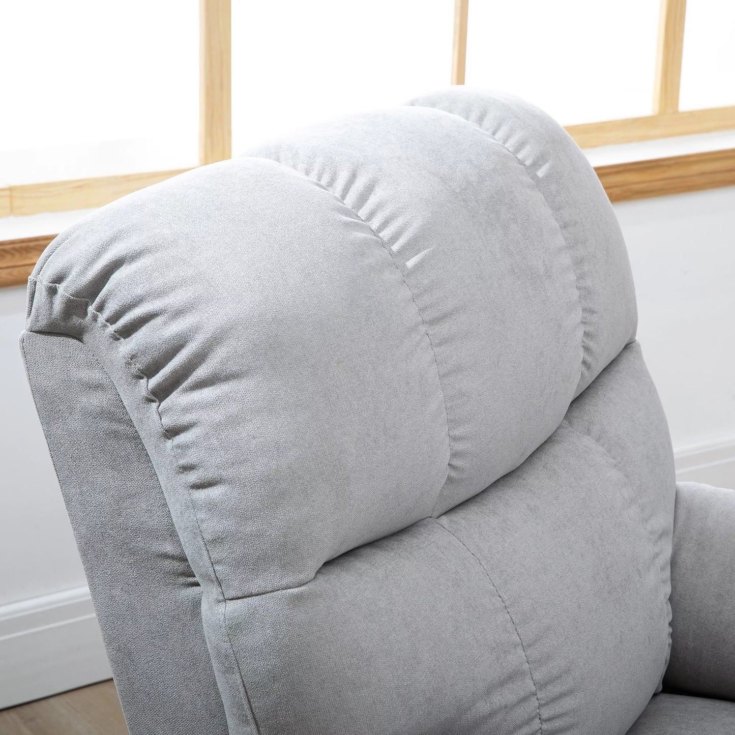 Krėslas su pakėlimo funkcija, masažinis krėslas, relaksacinis krėslas su USB jungtimi, TV krėslas su nuotolinio valdymo pulteliu, šonine kišene, atlenkiamas TV krėslas su aksomo išvaizda, pilkas