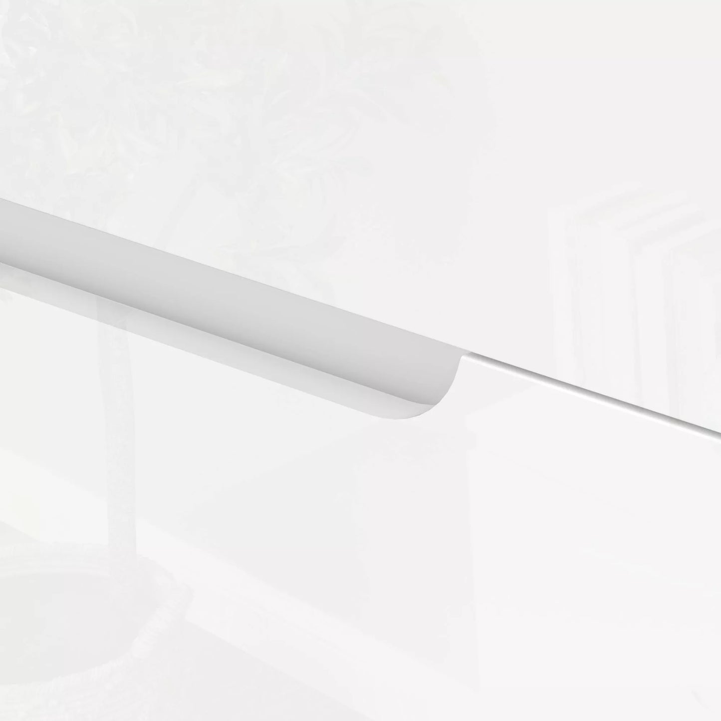 Šiuolaikiška komoda, spinta, 4 stalčiai, mediena, apsauga nuo apvirsties, kojų pagalvėlės, balta