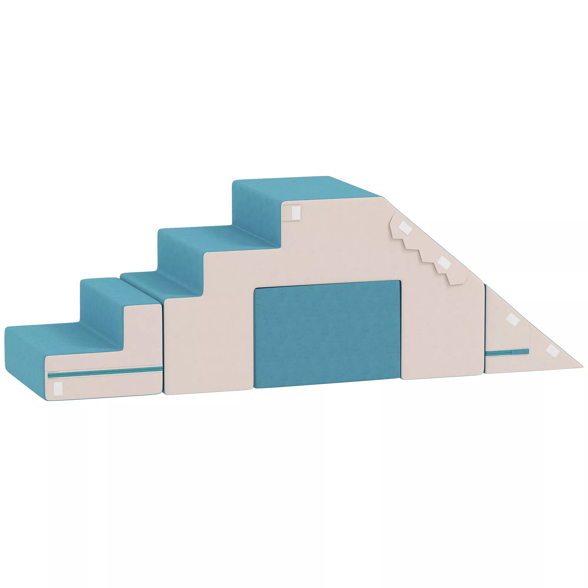 2 dalių minkštų žaidimų blokelių rinkinys mažyliams, dirbtinė oda, putplastis, laipiojimui, statymui, žaidimams, smėlio spalvos+mėlyna