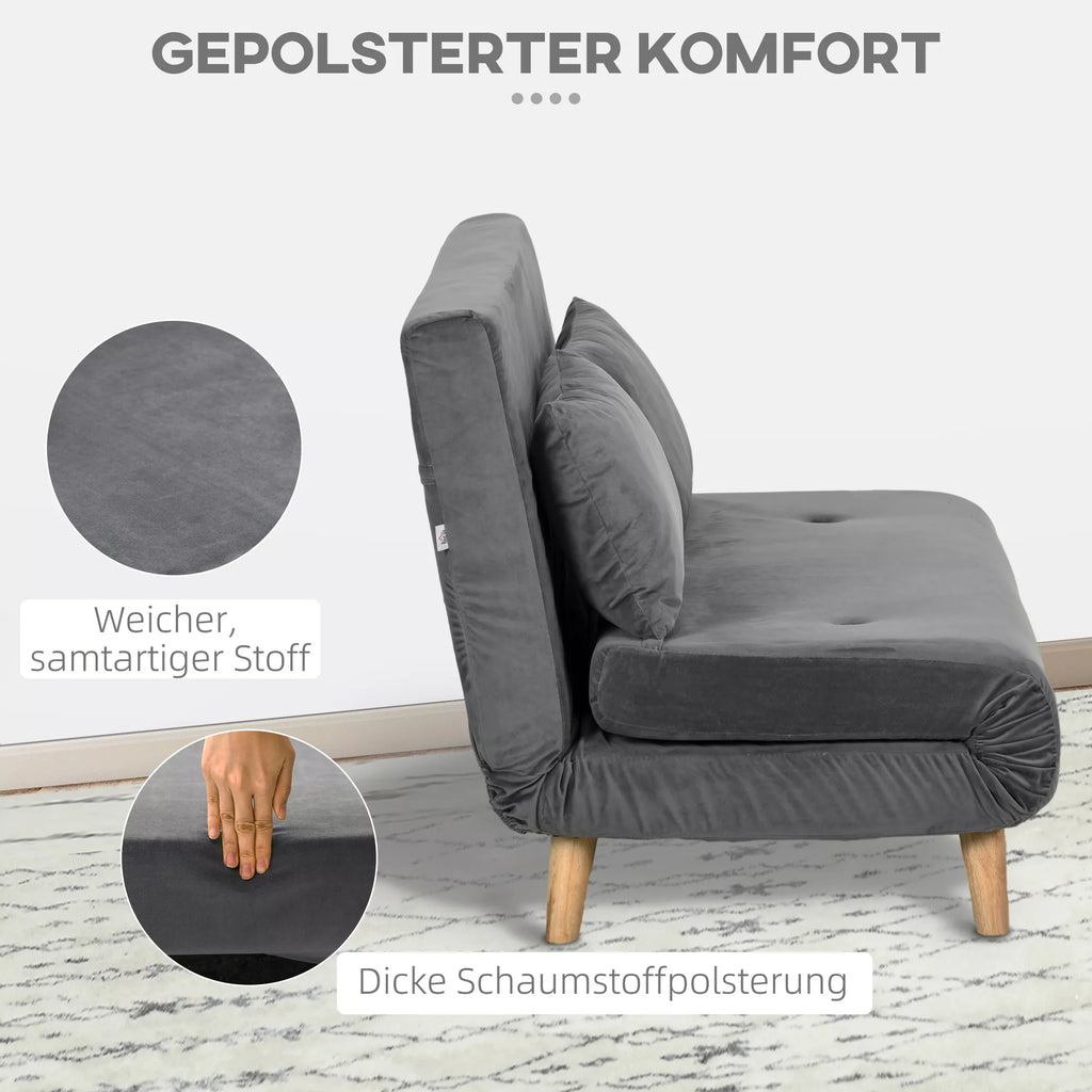 Sofa-lova su reguluojamu atlošu, 130 cm, pilka