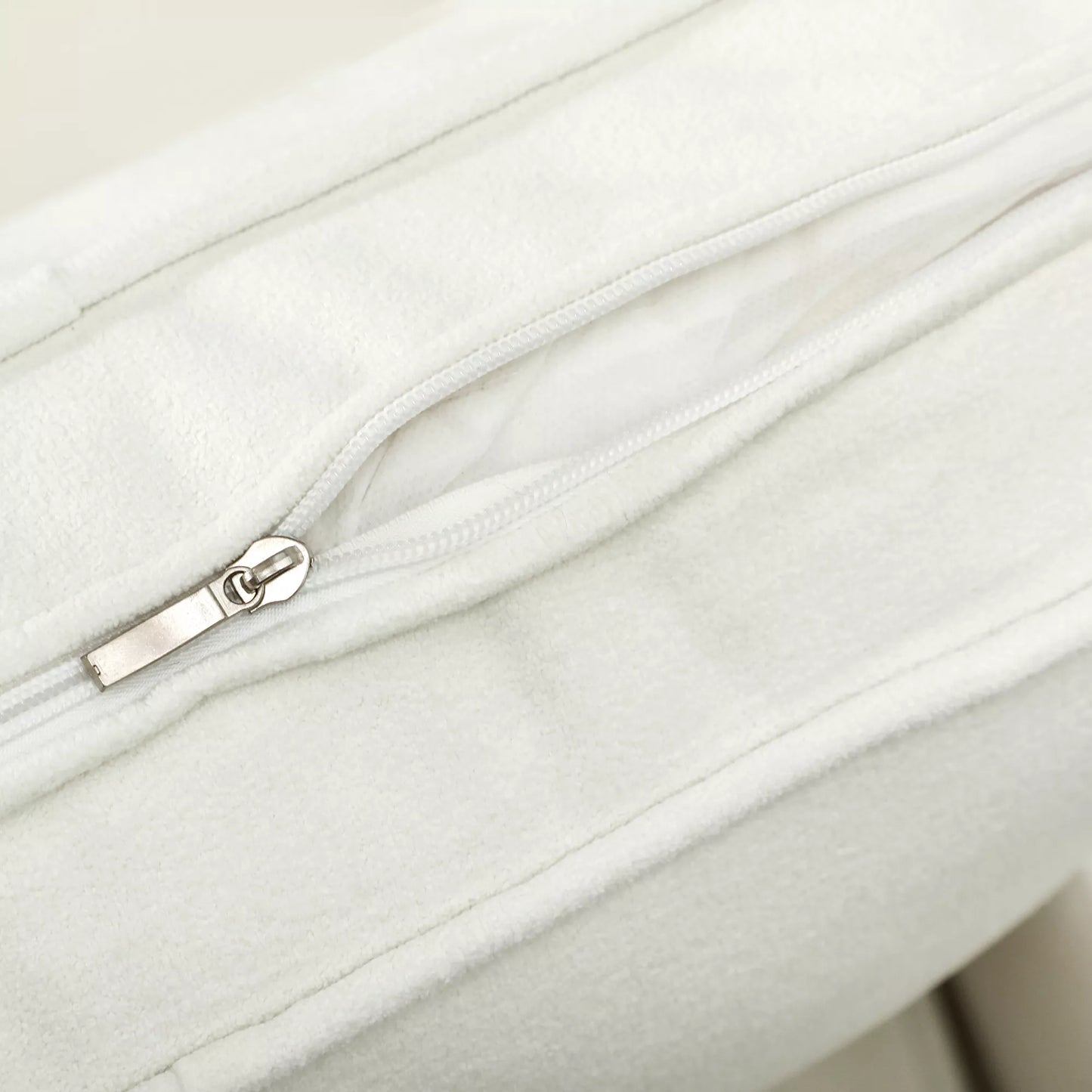 3 vietų sofa su storais pagalvėlėmis, kaučiuko medis, audinio apmušalas, minkšta sofa svetainėms, biurams, miegamiesiems, kreminė balta spalva