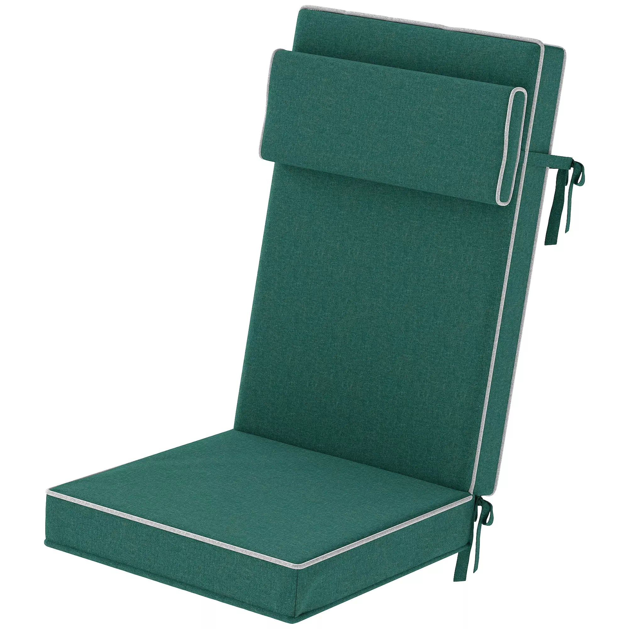 Sėdimoji pagalvėlė 120 x 47 x 9,5 cm, atspari vandeniui, su dirželiais, galvos atrama, UPF50+, žalia