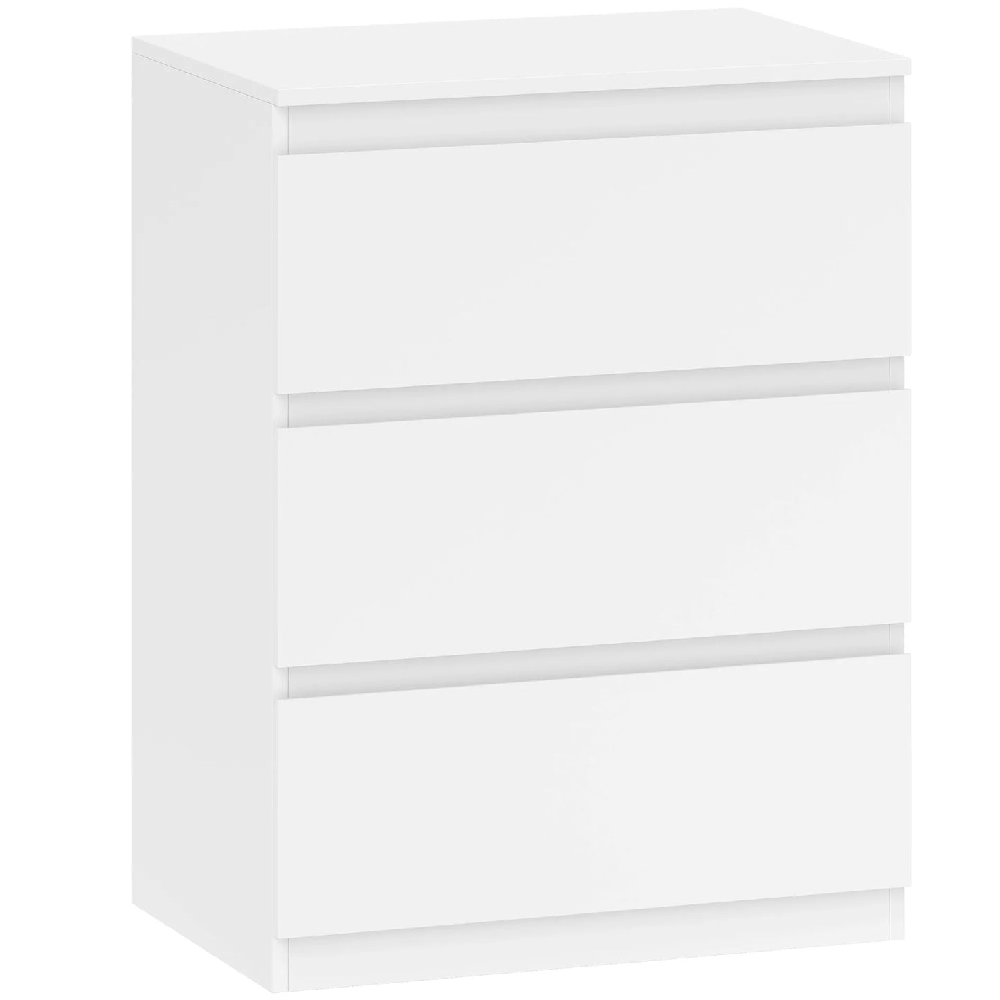 Kompaktinė spintelė su 3 stalčiais, skirta svetainei, miegamajam, prieškambariui, medžio drožlių plokštė, balta