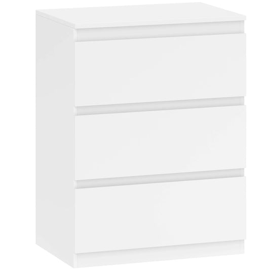 Kompaktinė spintelė su 3 stalčiais, skirta svetainei, miegamajam, prieškambariui, medžio drožlių plokštė, balta