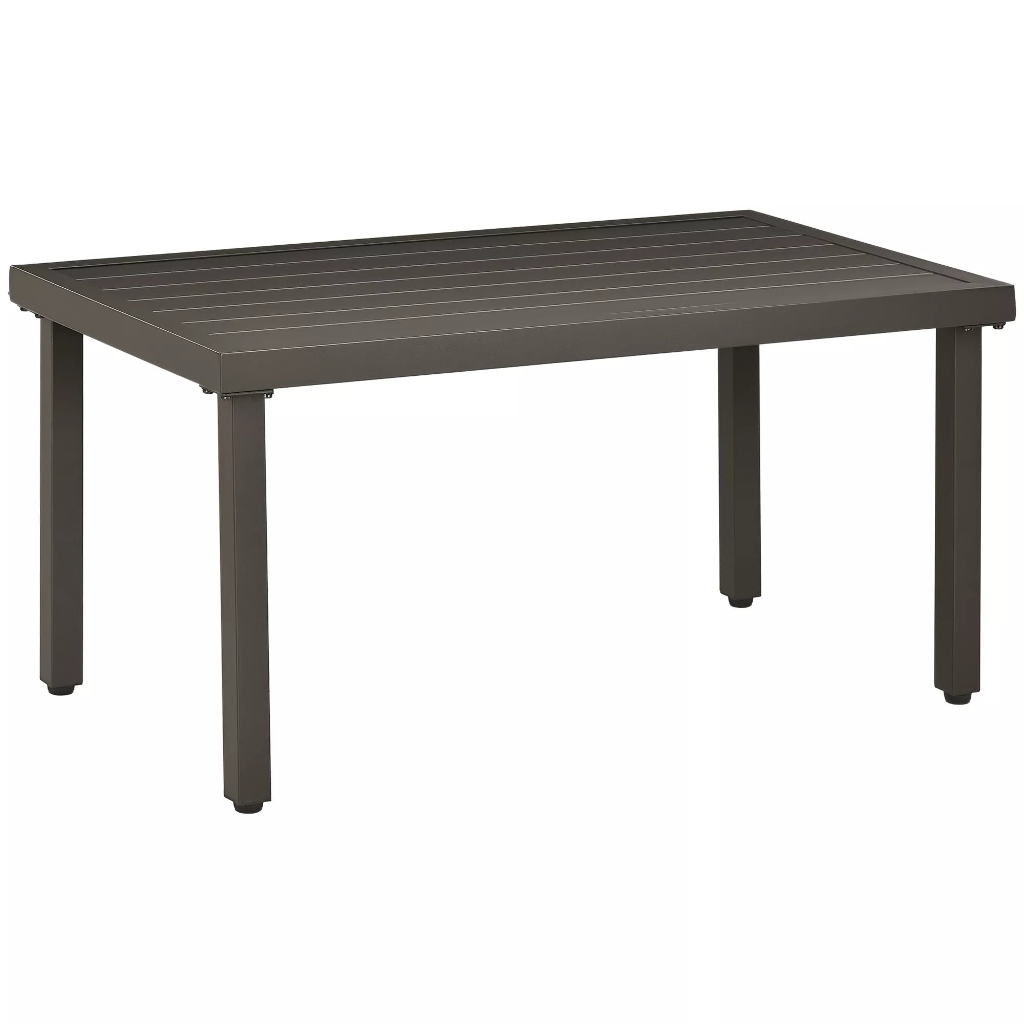 Sodo stalas, pagalbinis stalas, plieninis rėmas, rudas, 91 x 51 x 46 cm