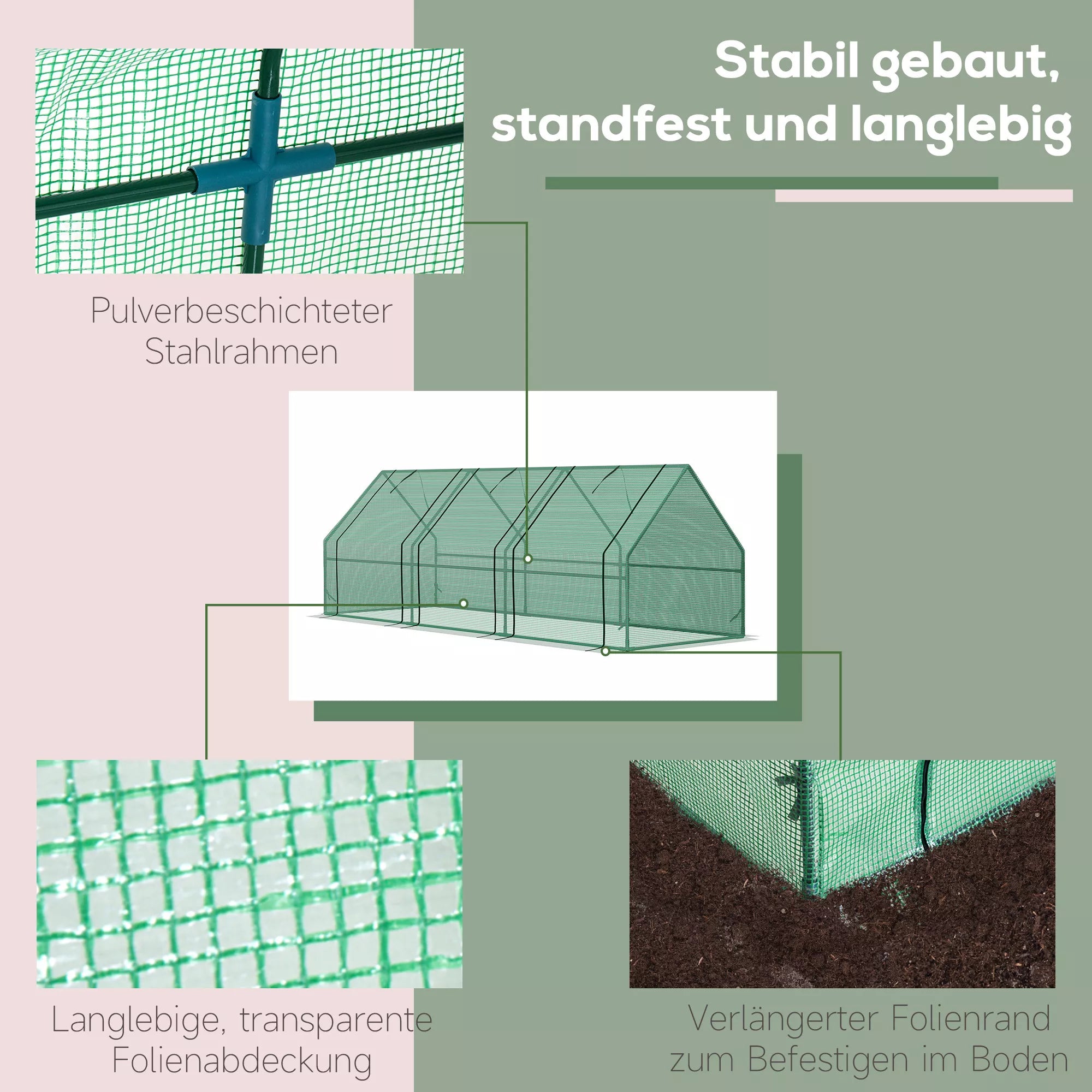 Šiltnamis su 3 atverčiamais langais, PE tinkleliu, plieninis šiltnamis, šiltnamis balkonui, sodui, pomidorų šiltnamis 270x90x90 cm, pomidorų šiltnamis daržovėms, gėlėms, augalams, žalumynams
