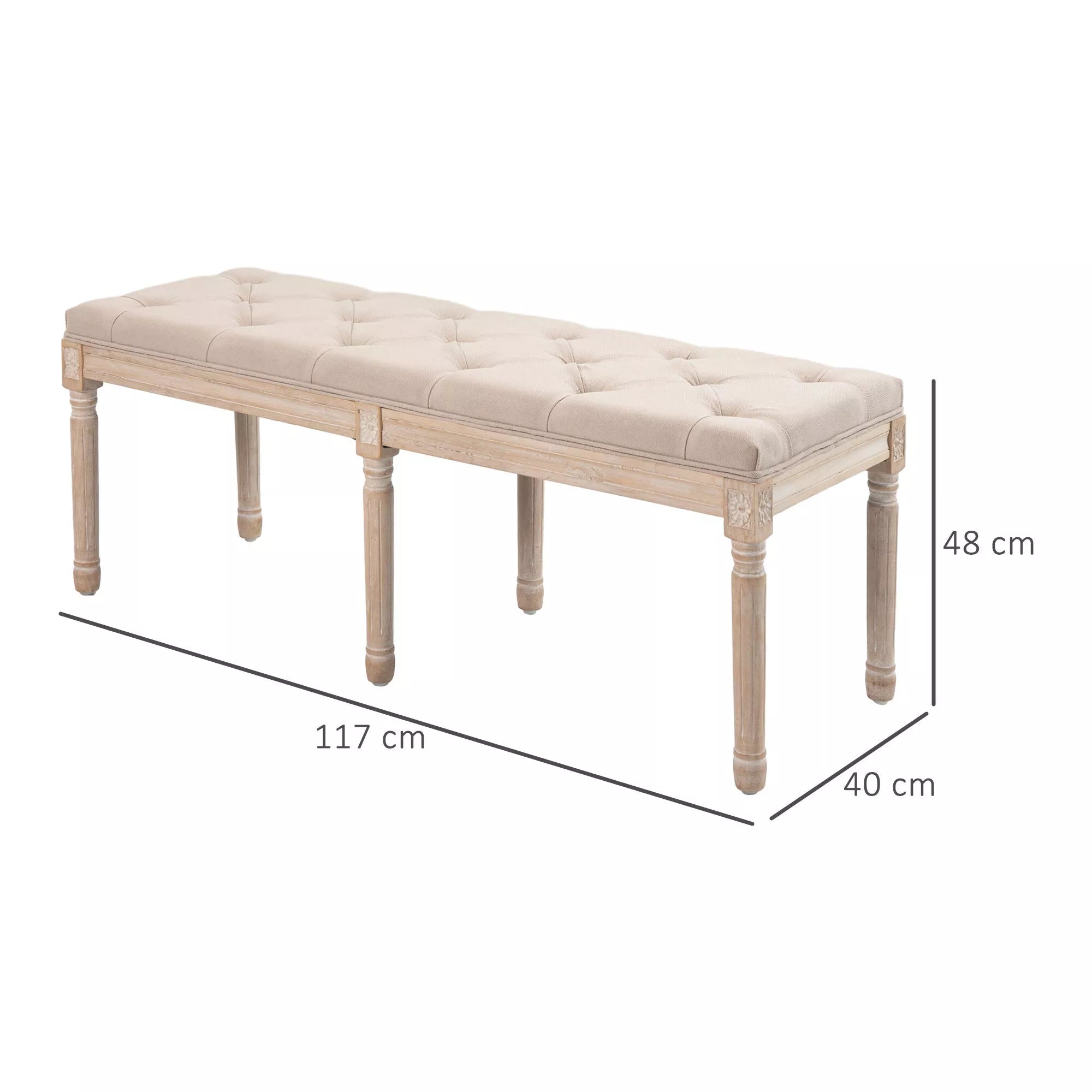 Sėdimoji sofa Vintage dizainas Vintage sofa, sagų siuvimas, tekintos kojos, Shabby Chic, kreminė + balta