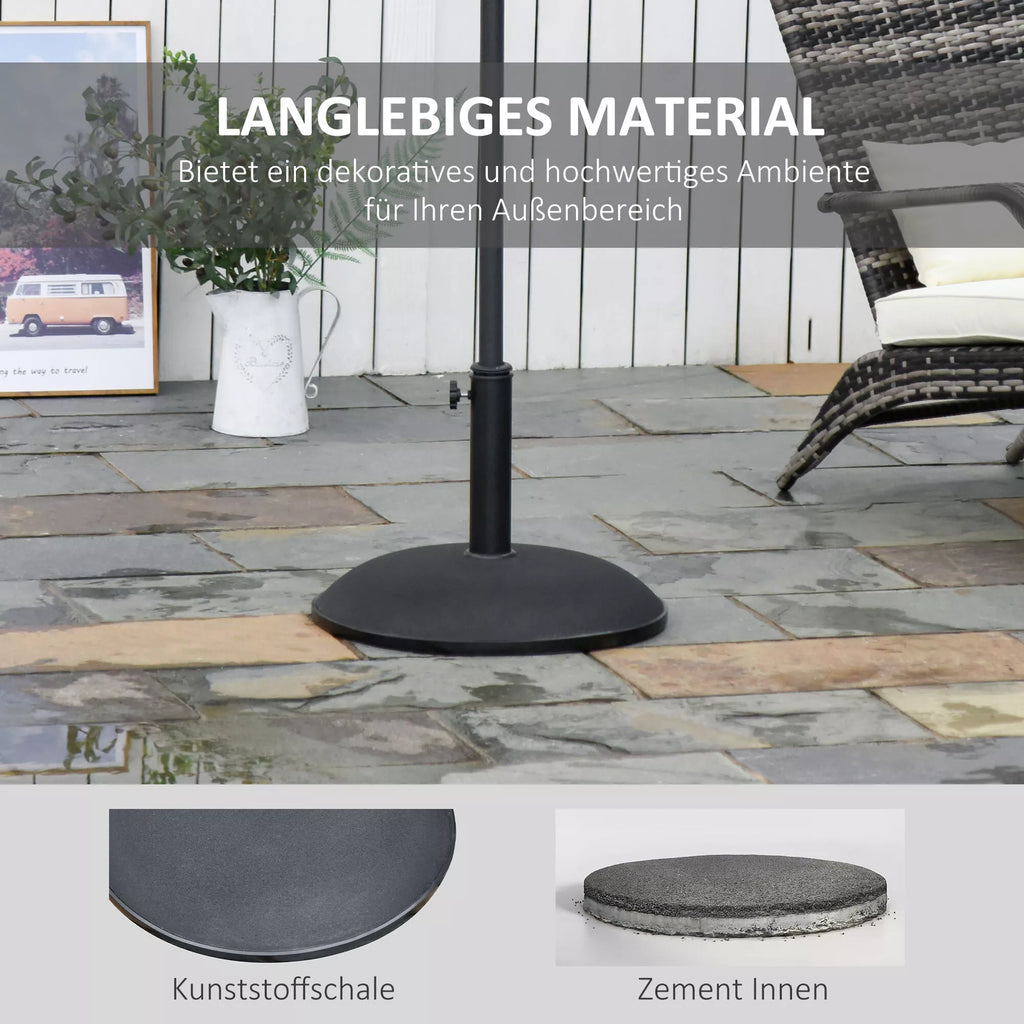 Skėčių stovas, skėčių stovas, 3 adapteriai, reguliuojamas, cementas, 25 kg, juodas