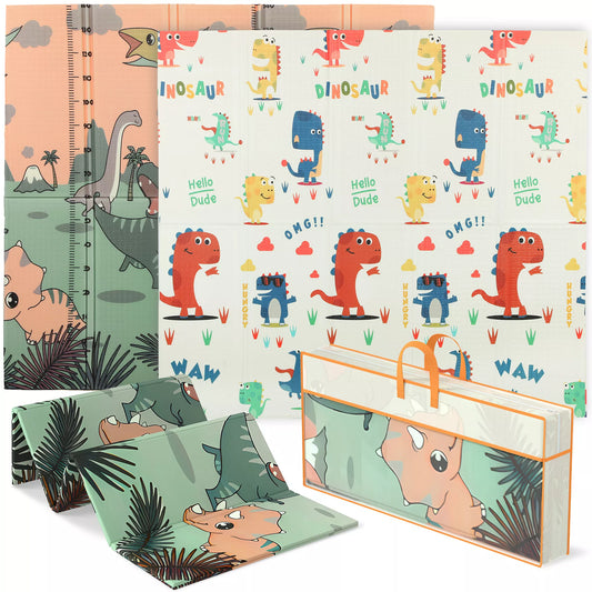 Vaikams skirta žaidimų kilimėlis 196 x 176 x 1,5 cm sulankstomas dvipusis ropojimo kilimėlis daugiaspalvis