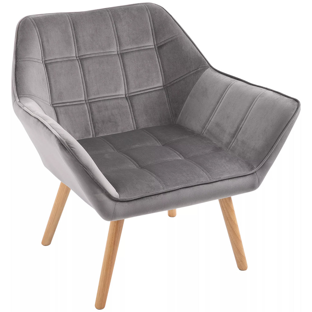 Poilsio krėslas Skandidesign Skaitymo krėslas Akcentinis krėslas, dygsniuotas, 67 cm x 61,5 cm x 71 cm. Pilkos spalvos