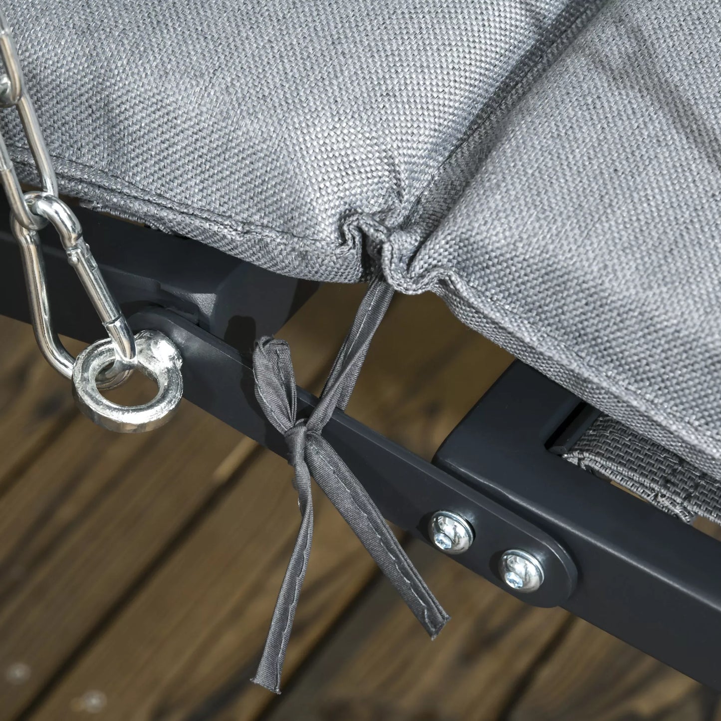 Kabanti gultas, pakreipiamas stogas, su sėdimojo pagalvėle, pagalvėle, plieniniu rėmu, tamsiai pilkos spalvos, 108 x 145 x 169 cm