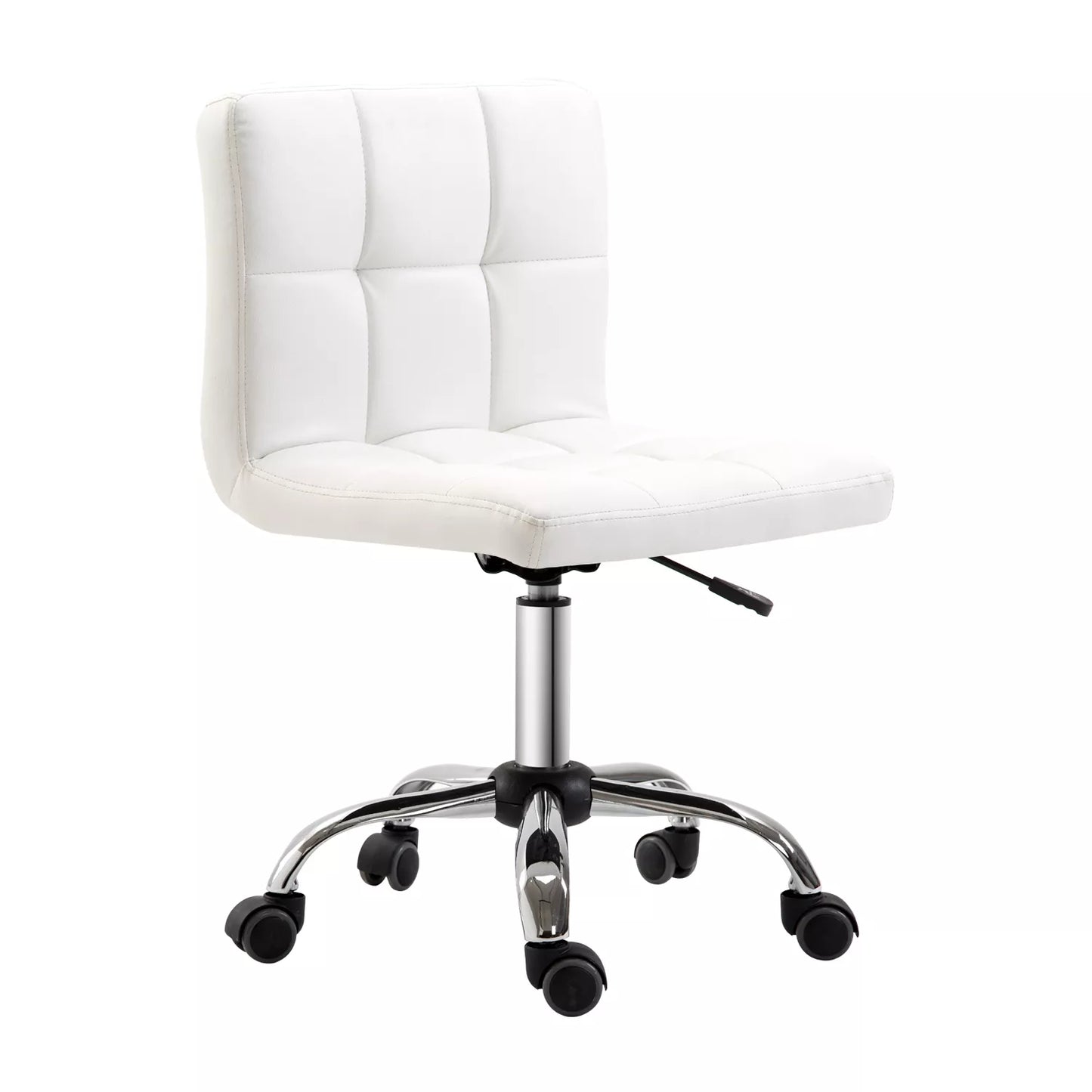 Biuro kėdė, pasukama kėdė, dirbtinė oda, plieninė konstrukcija, 5 ratukai, paminkštinta, balta