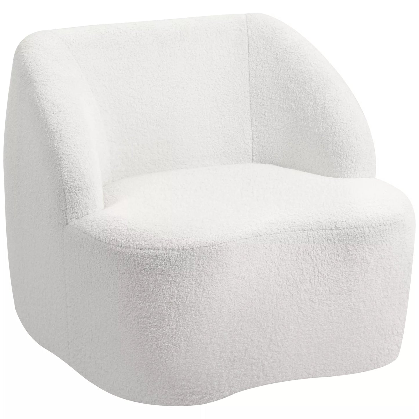 Modernus fotelis su vilnos pamušalu, jaukus minkštas fotelis svetainei, miegamajam, namų biurui, kreminės baltos spalvos