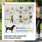 Vežimėlio informacinė grafika apie tinkamumą mažiems šunims