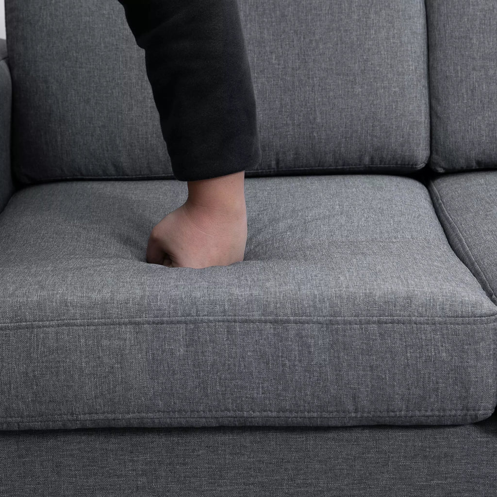 3 vietų sofa Trijų vietų audinio sofa su pagalvėlėmis, porankiais, lino išvaizda, miegamajam, 200 x 82 x 78 cm, tamsiai pilka