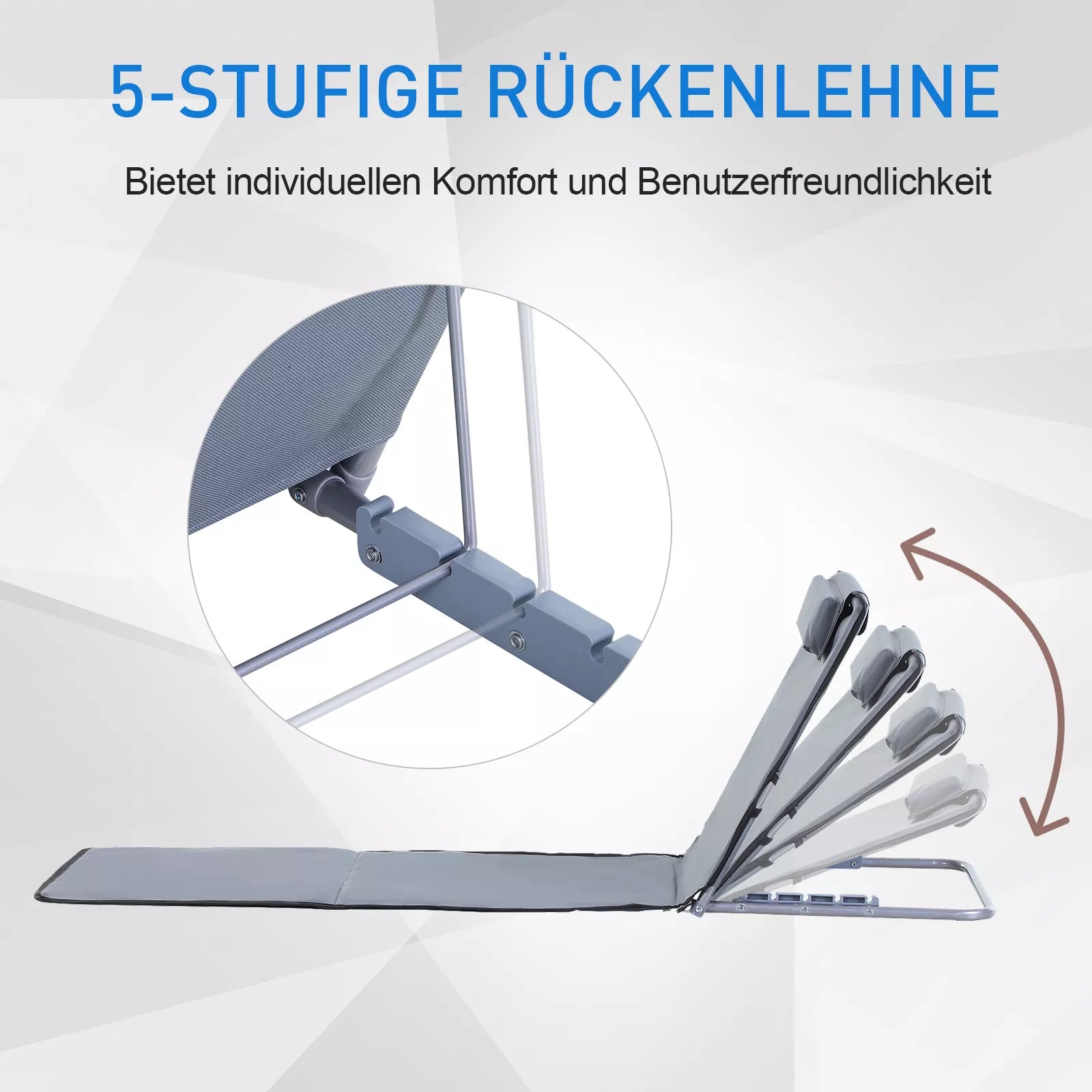 Sulankstomas gultas Sodo gultas su pagalve Gultas su 5 pakopų reguliuojamu atlošu Paplūdimio gultas su nešimo maišeliu Sodo kėdė sodui Atostogoms Lauke Paplūdimyje Baseine, Pilka