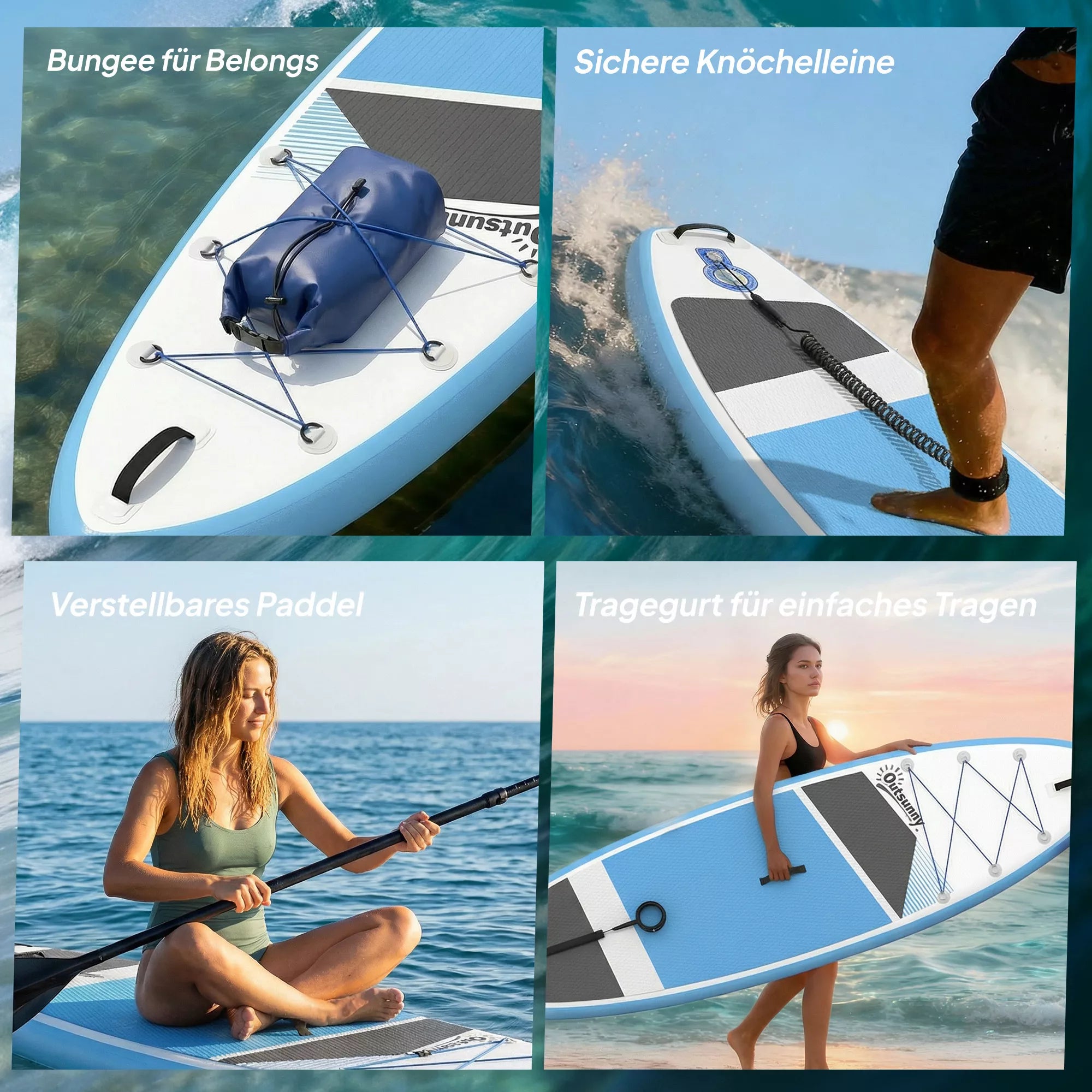 Stand Up Paddling Board Set Pripučiamas 320 cm SUP lentas su reguliuojamu irklas Neslystantis EVA denis Kojų dirželis Pompa