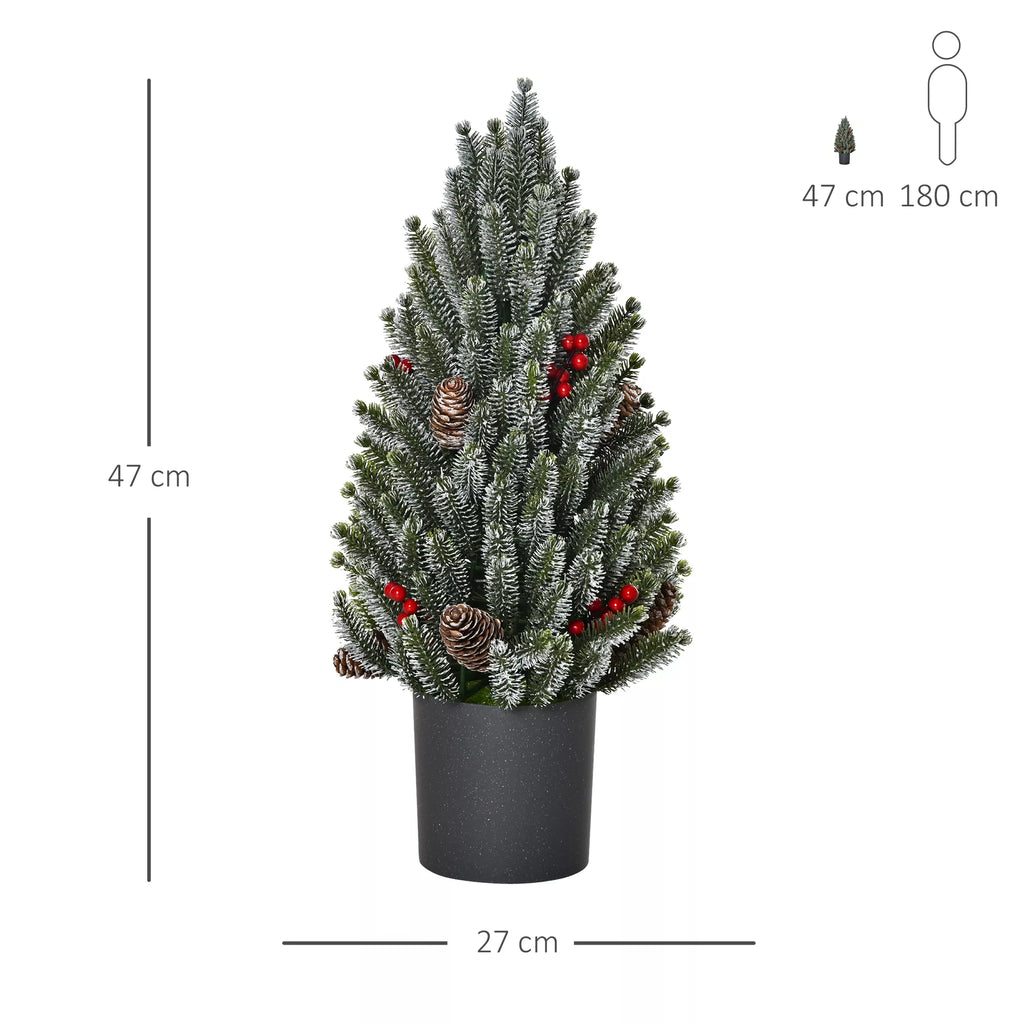 Mini Kalėdų eglutė su pušų kankorėžiais, raudonomis uogomis ir apdaila, 50 cm aukščio, įvairiaspalvė