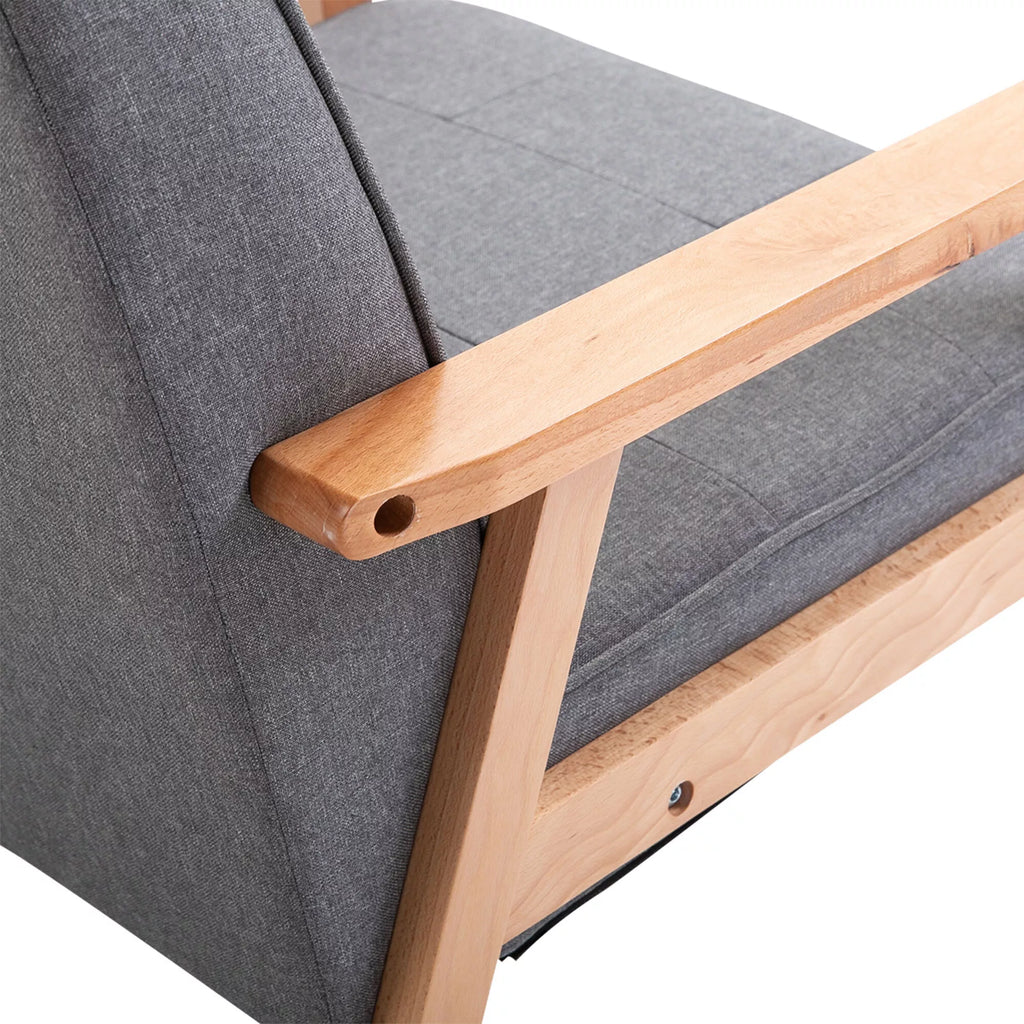 Atskiroji sofa Poilsio kėdė Minkšta kėdė su porankiais Medinis rėmas Linas Pilka 64,5 x 70 x 74 cm