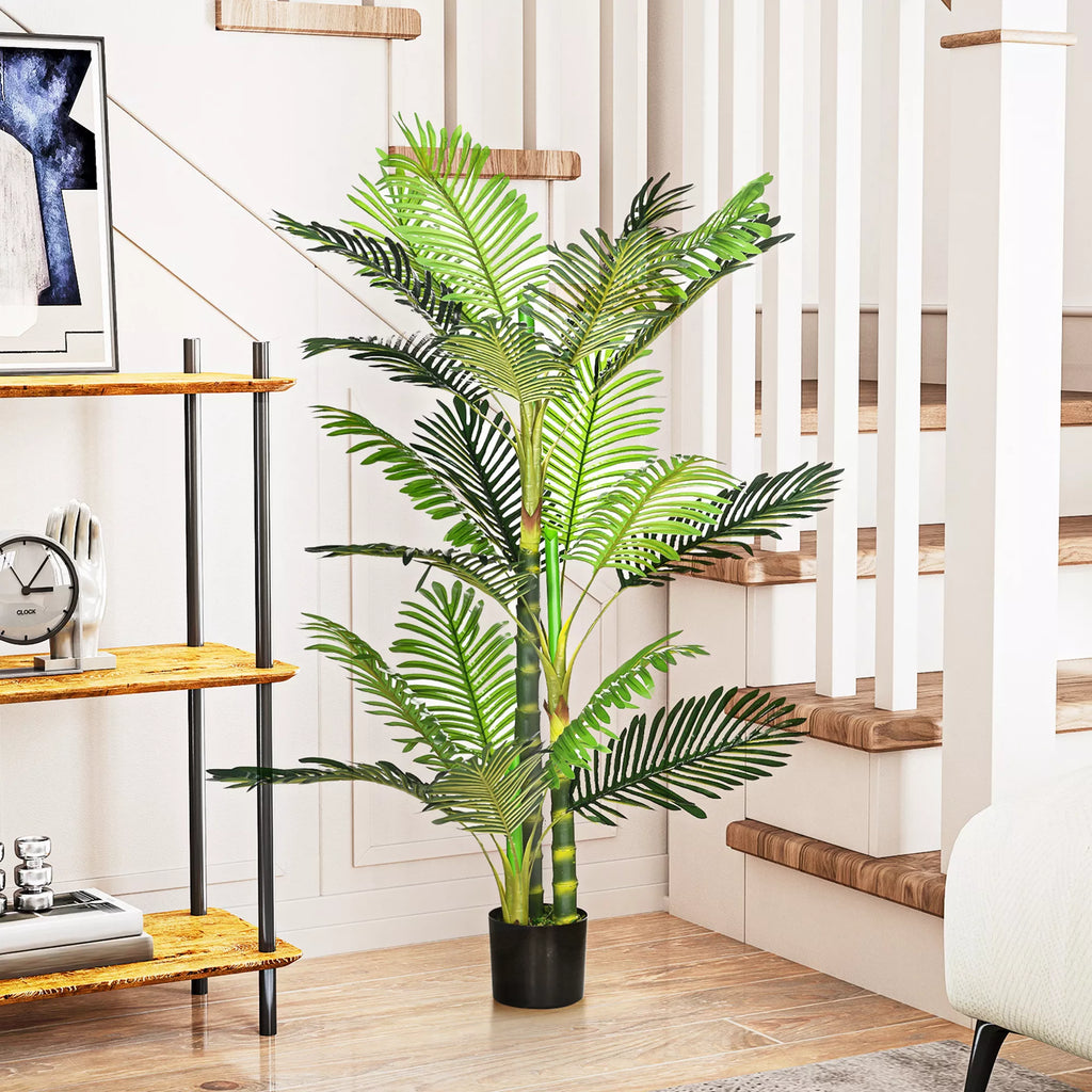 Dirbtinis augalas, dirbtinė palmė, su vazonu; 19,5 cm x 19,5 cm x 150 cm, Žalia + Juoda