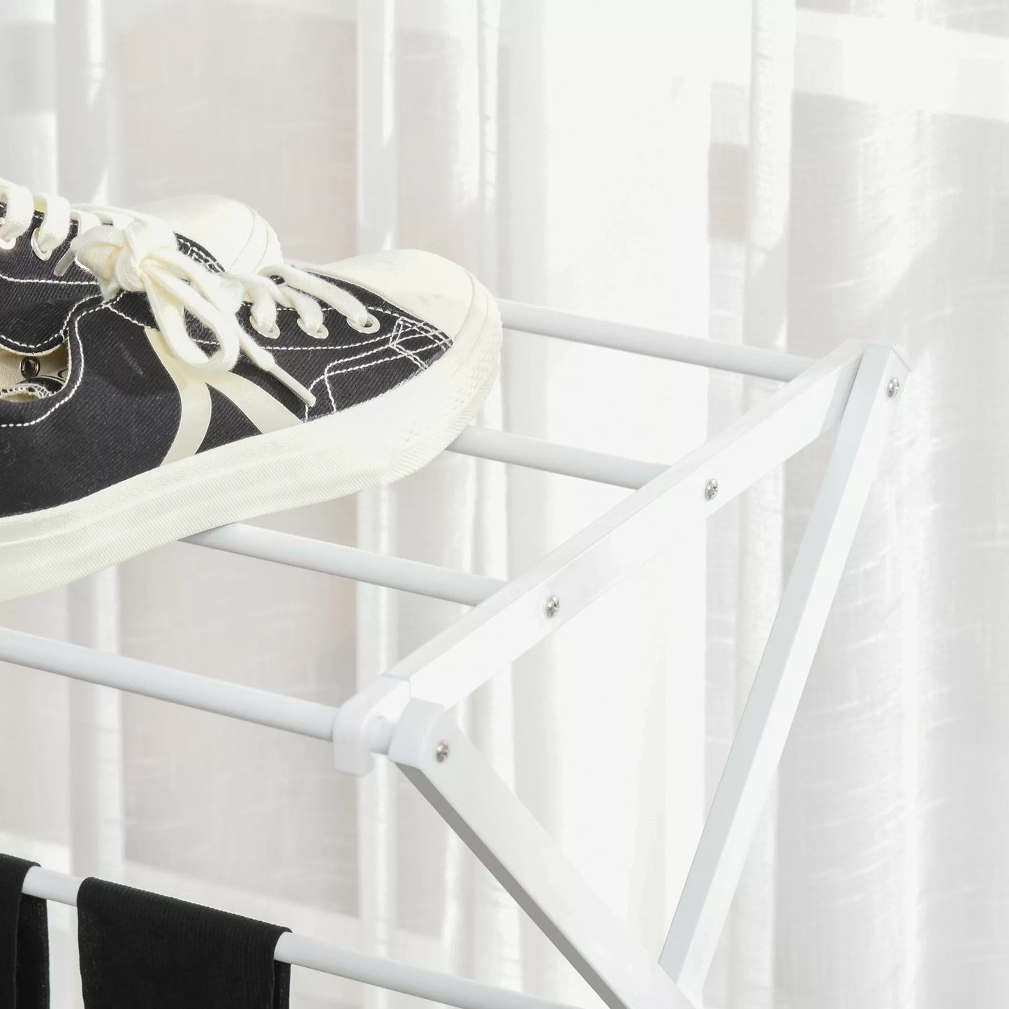 Sulankstomas skalbinių džiovintuvas 8 pakopų džiovintuvas Bokštinis džiovintuvas Bokštinis skalbinių džiovintuvas Džiovintuvas Metalo Plastiko Balto 74 x 35 x 144 cm